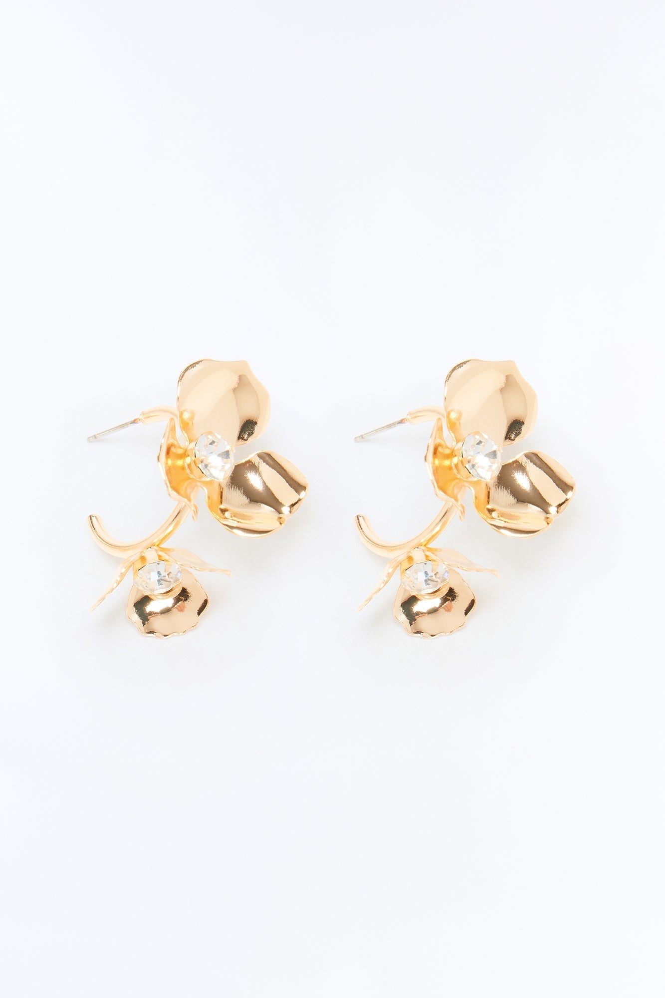 Must’ve Been Something Floral Hoop Earrings - Gold