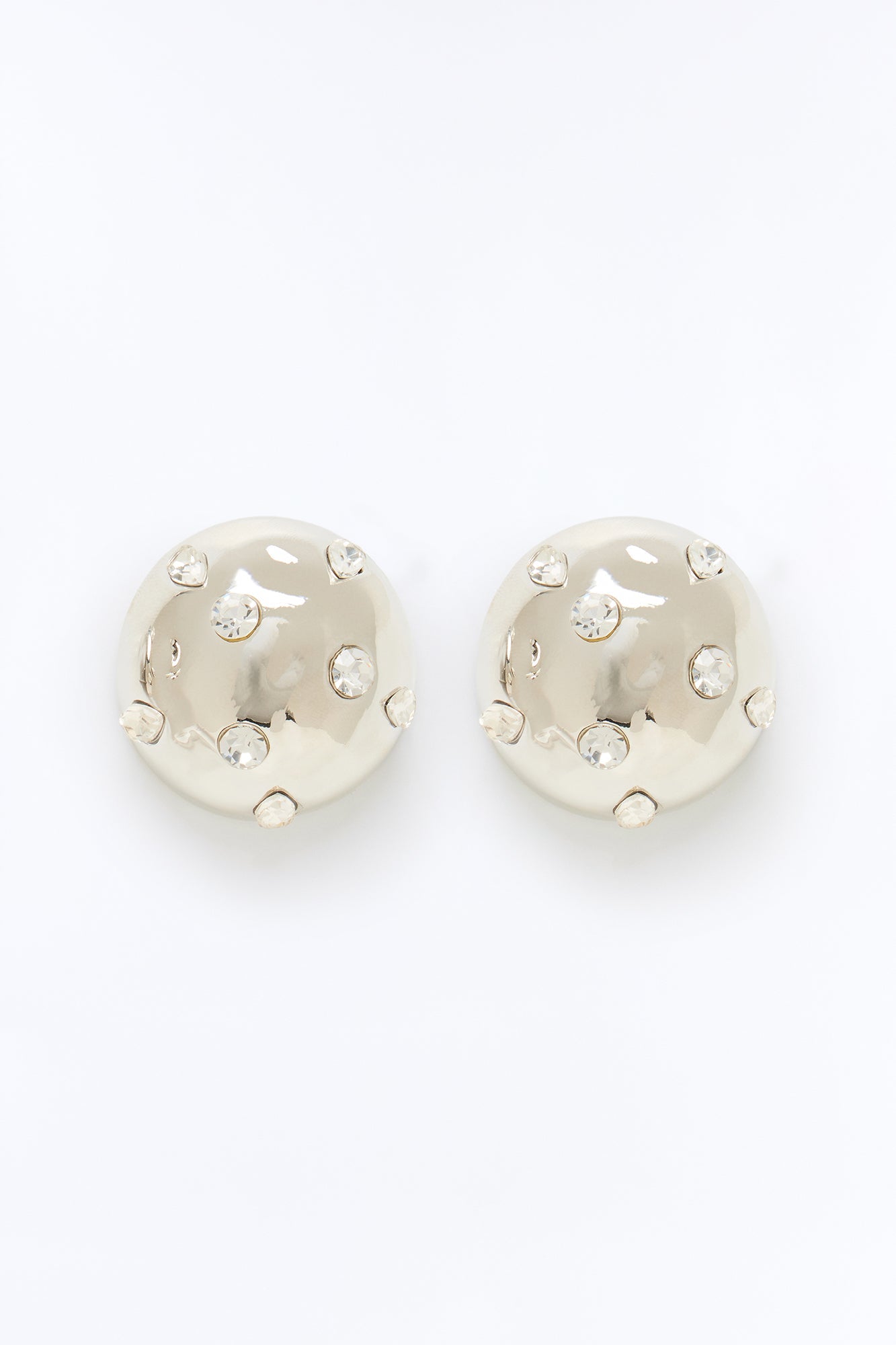 Moon Rocks Stud Earrings - Silver