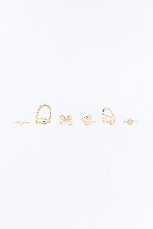 Artisan Muse 6 Piece Ring Set - Gold NEWFASHIONEDGE