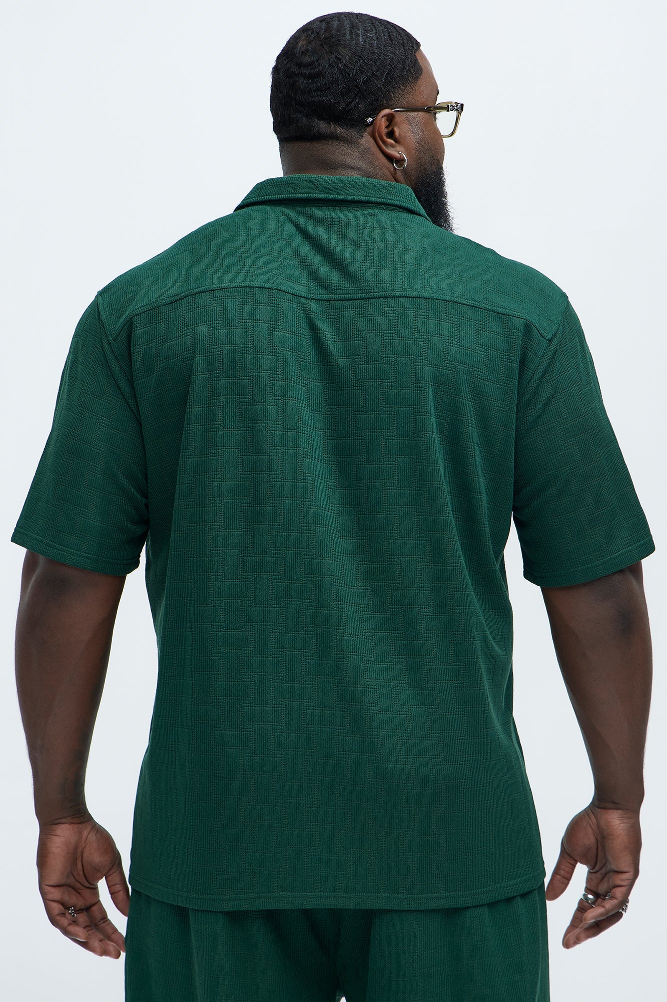 Vintage Short Sleeve Button Up Shirt - Hunter Green