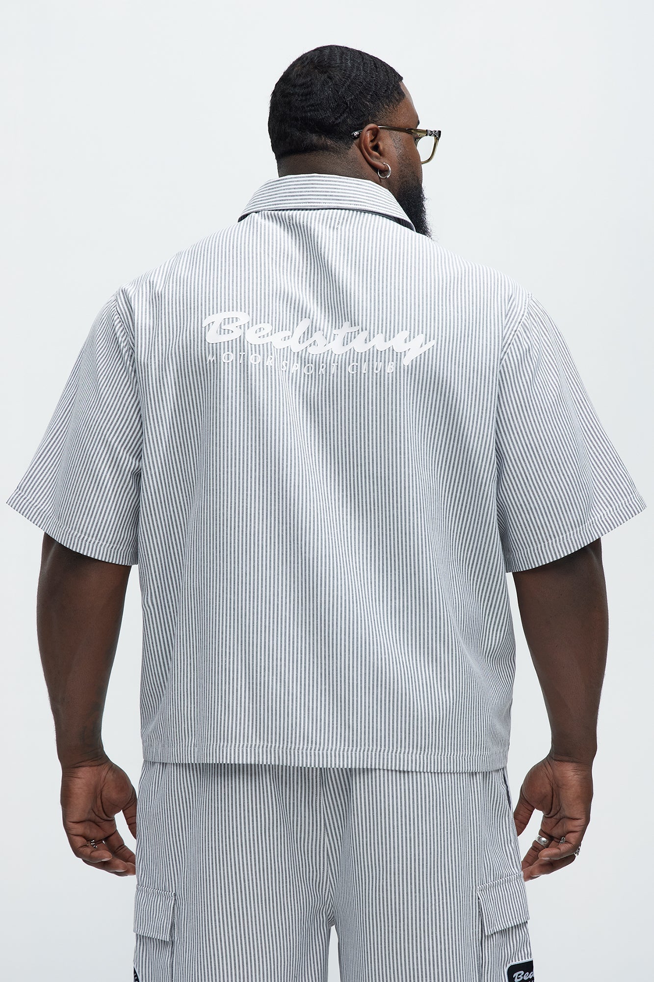 Cropped Bedstuy Patch Button Up Shirt - Black/White