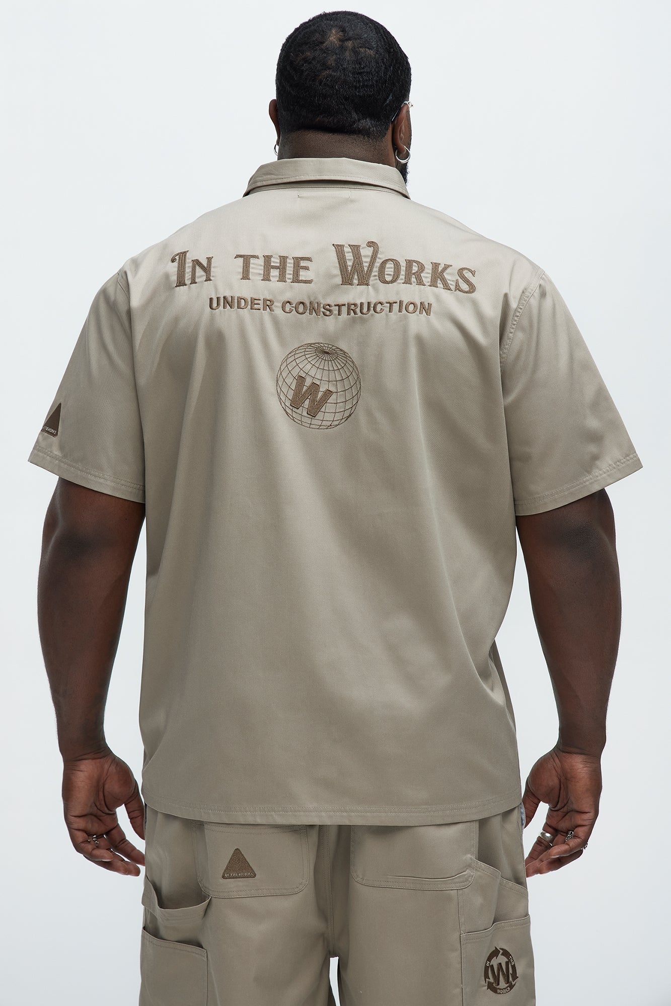 In The Works Short Sleeve Button Up Shirt - Stone