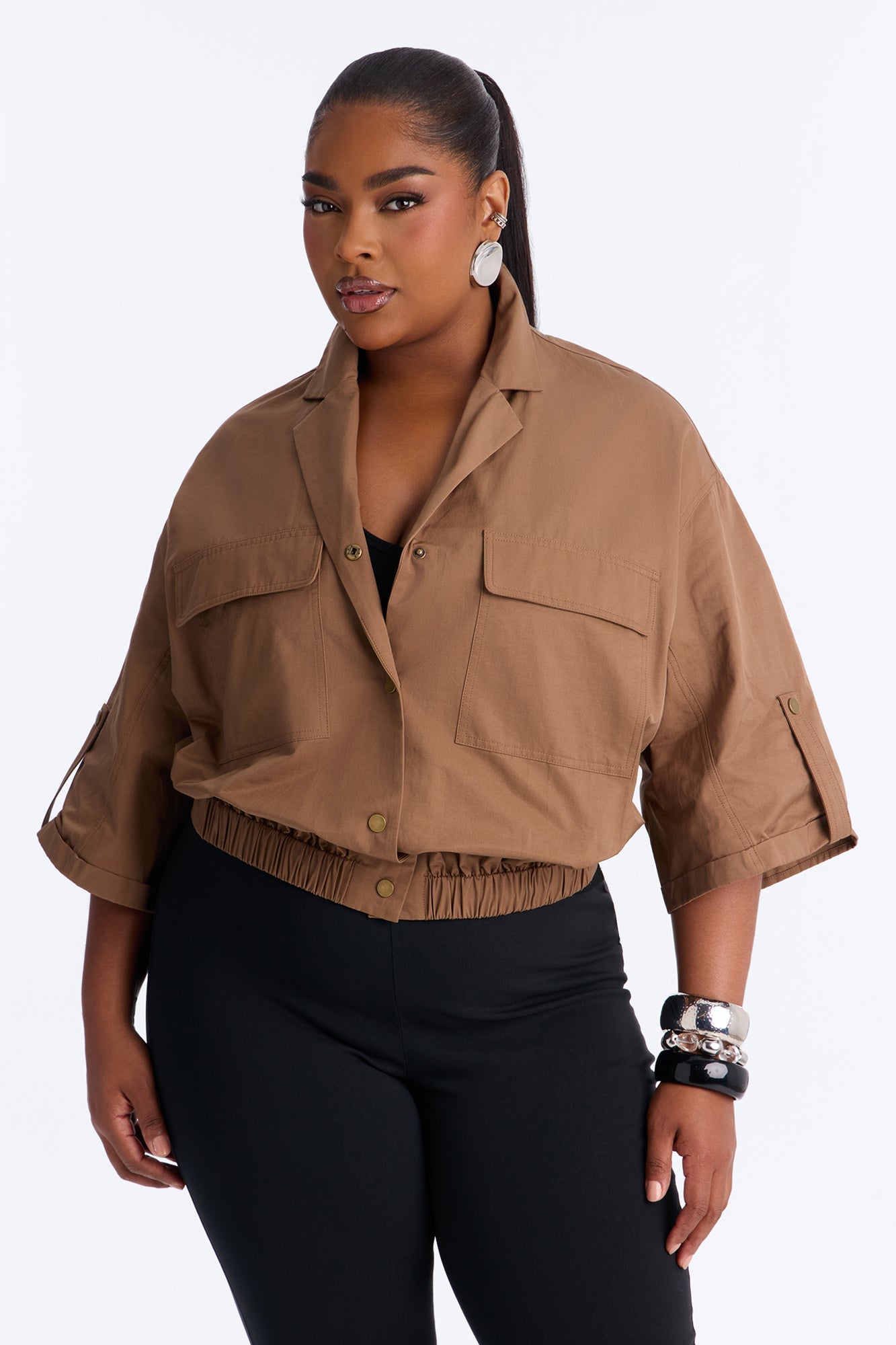 Plans Made Oversized Airflow Shirt - Brown