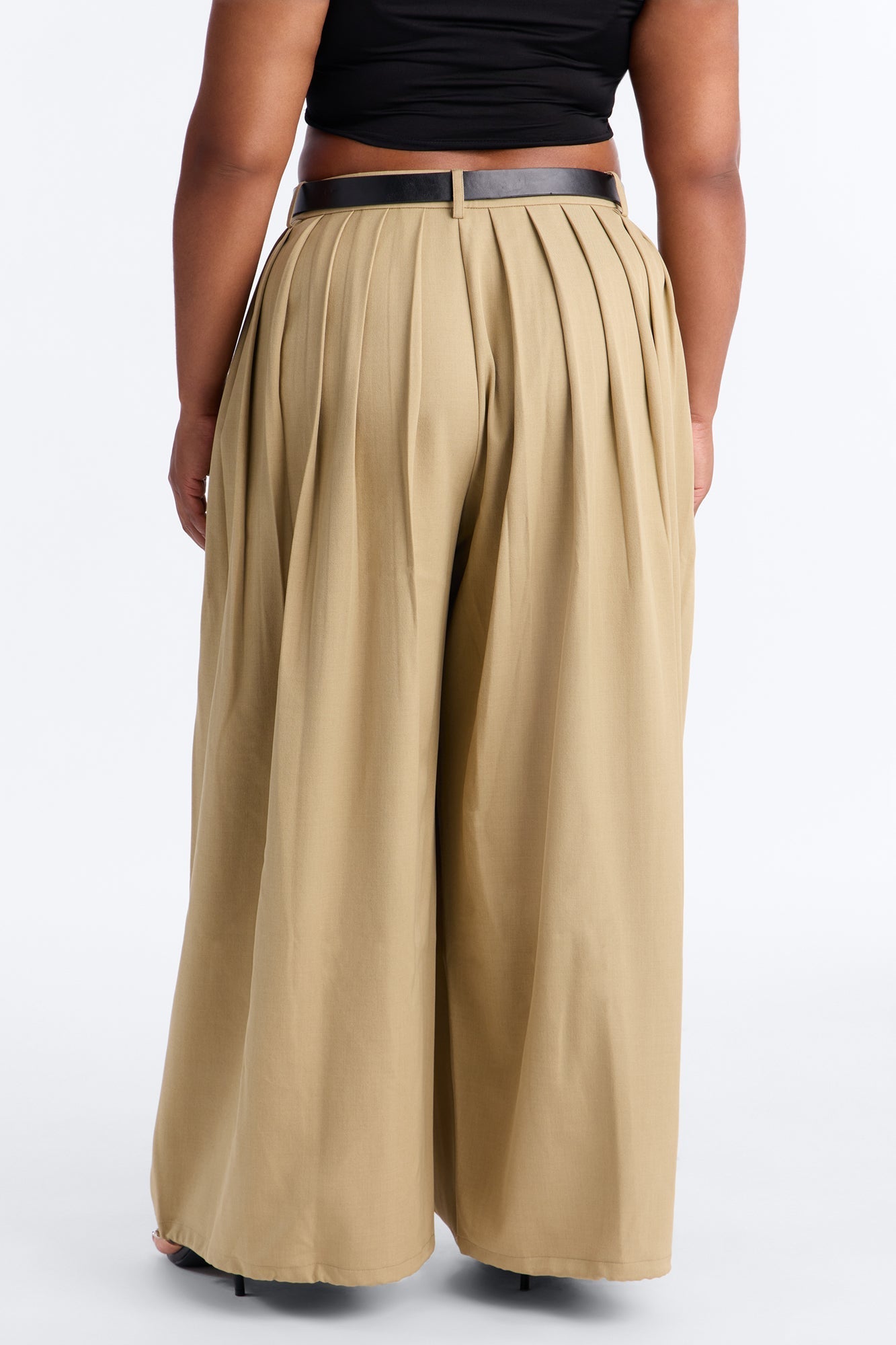Gemma High Rise Belted Jogger - Khaki