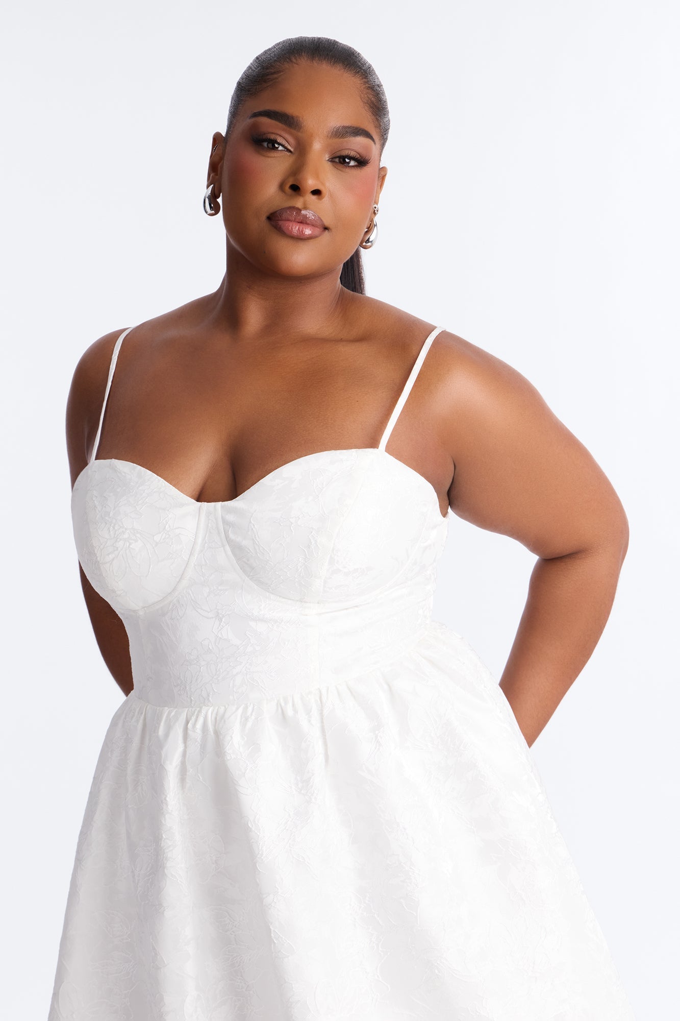 Living A Fairytale Jacquard Midi Dress - White