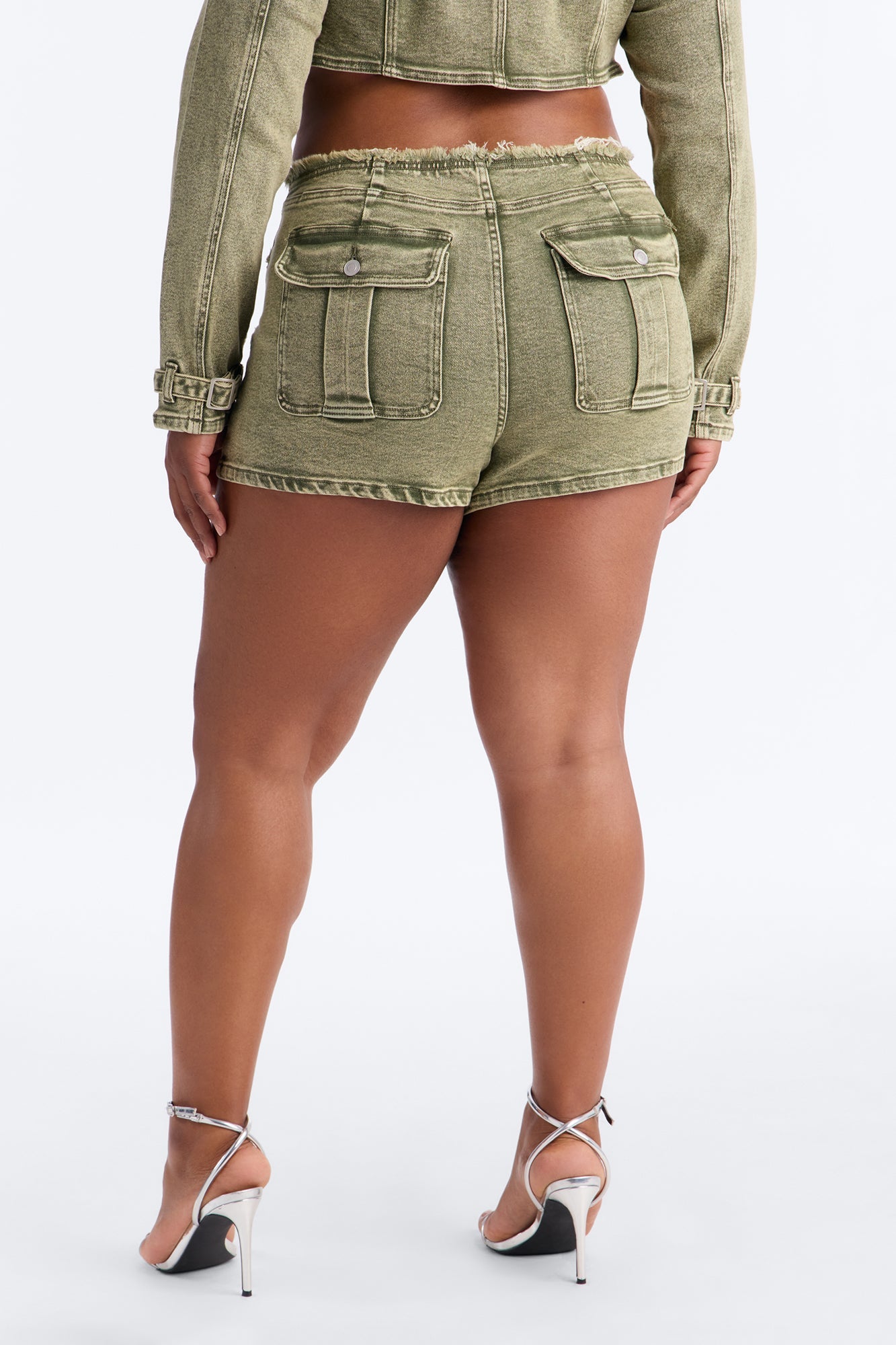 Highly Motivated Stretch Denim Shorts - Olive
