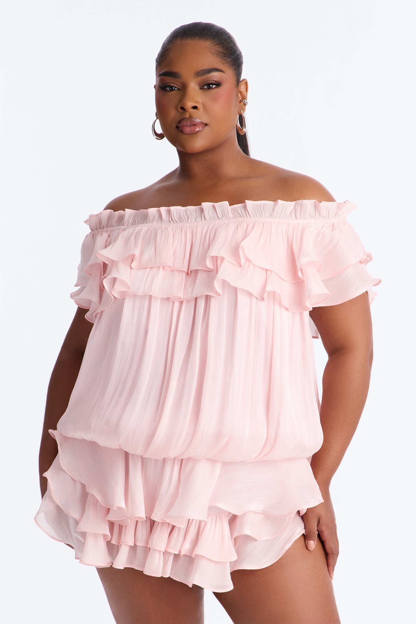 Alivia Ruffle Organza Mini Dress - Light Pink NEWFASHIONEDGE