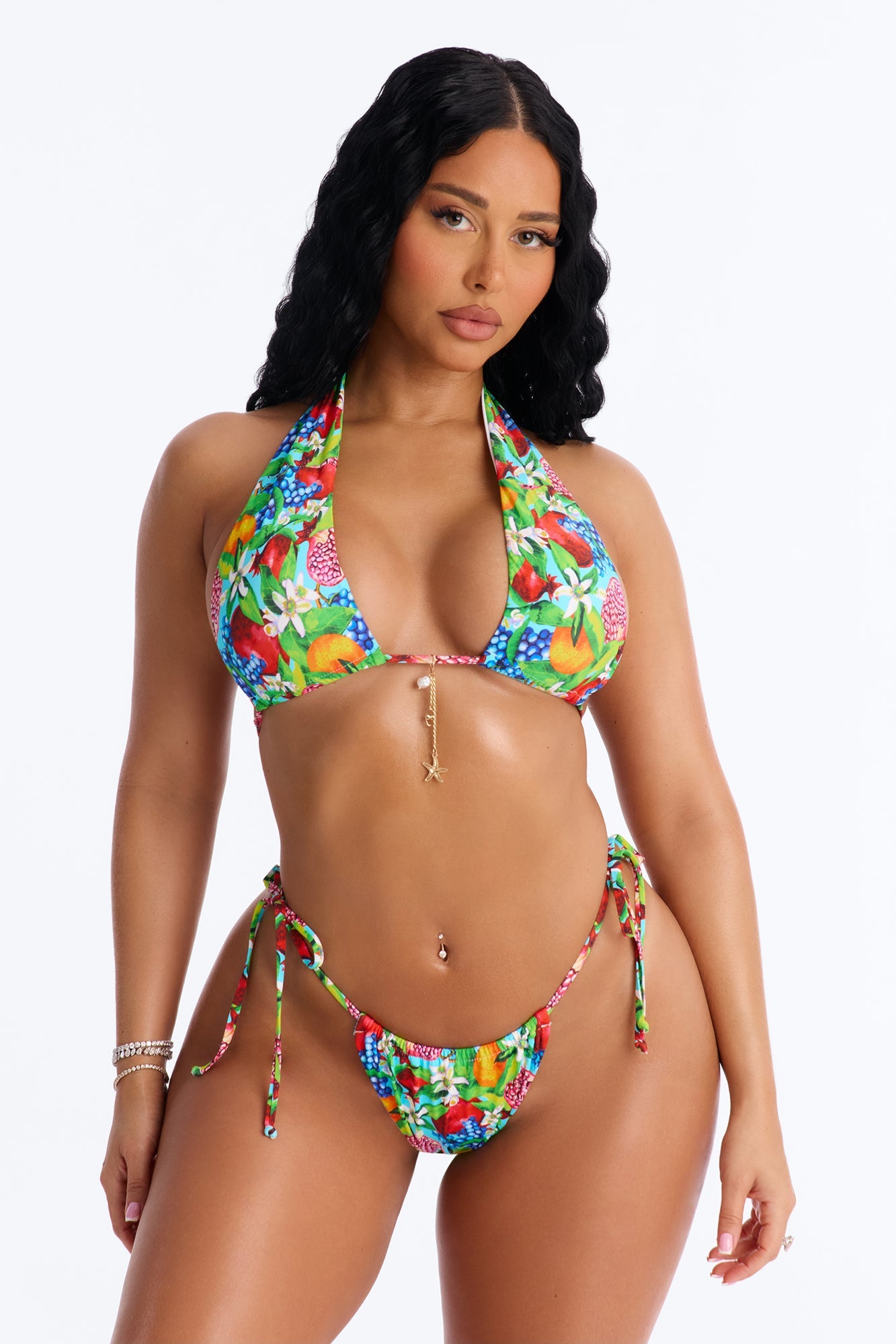 Bold And Berry 3 Piece Bikini & Skirt Set - Green/combo Fashion Nova
