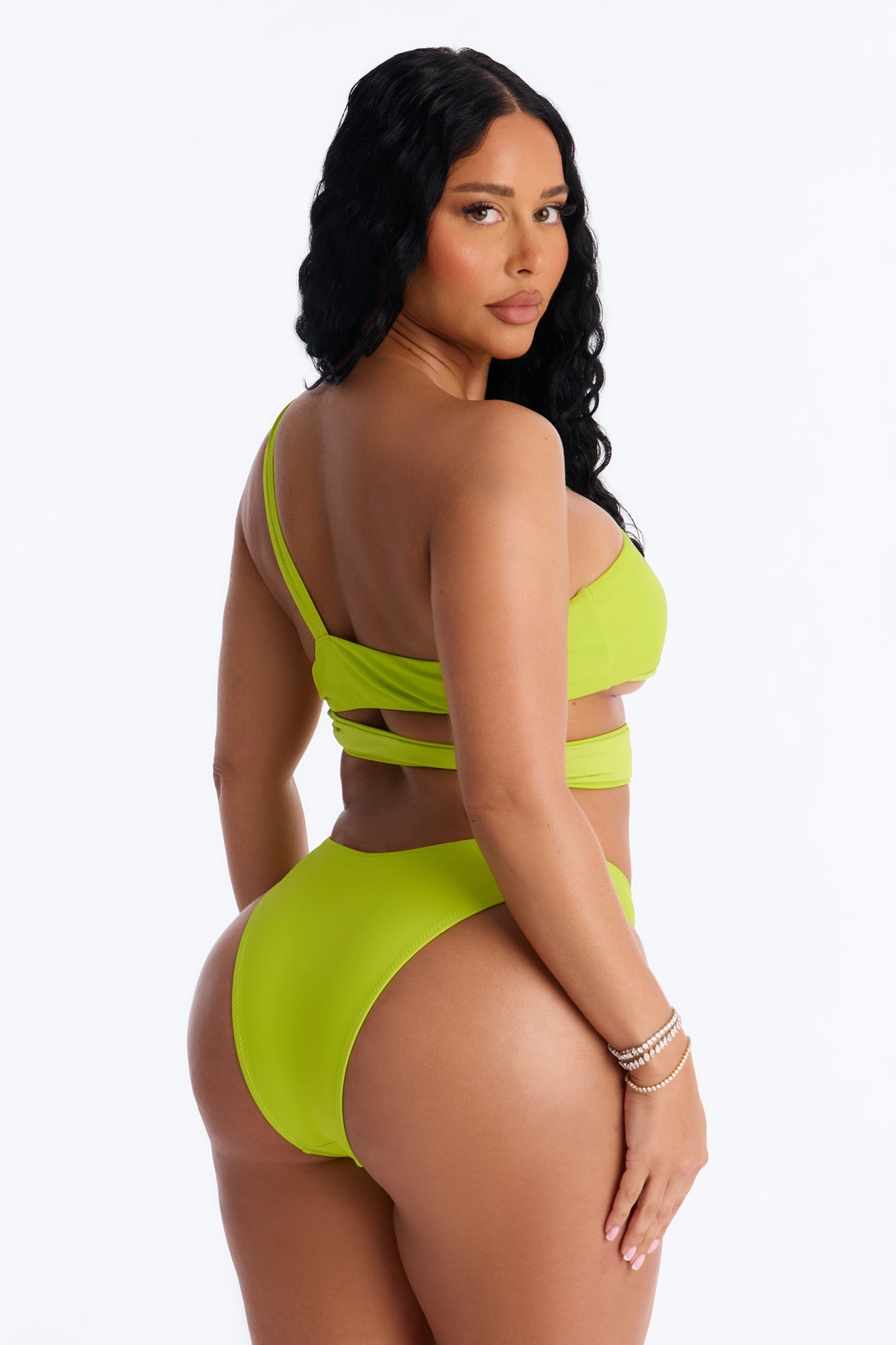 Selfies And Suntans Cutout 2 Piece Bikini - Lime NEWFASHIONEDGE