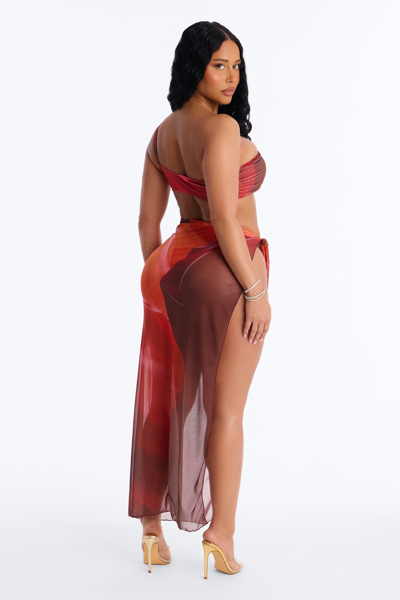 Days In Paradise Floral 3 Piece Bikini & Sarong Sunsuit - Brown Combo