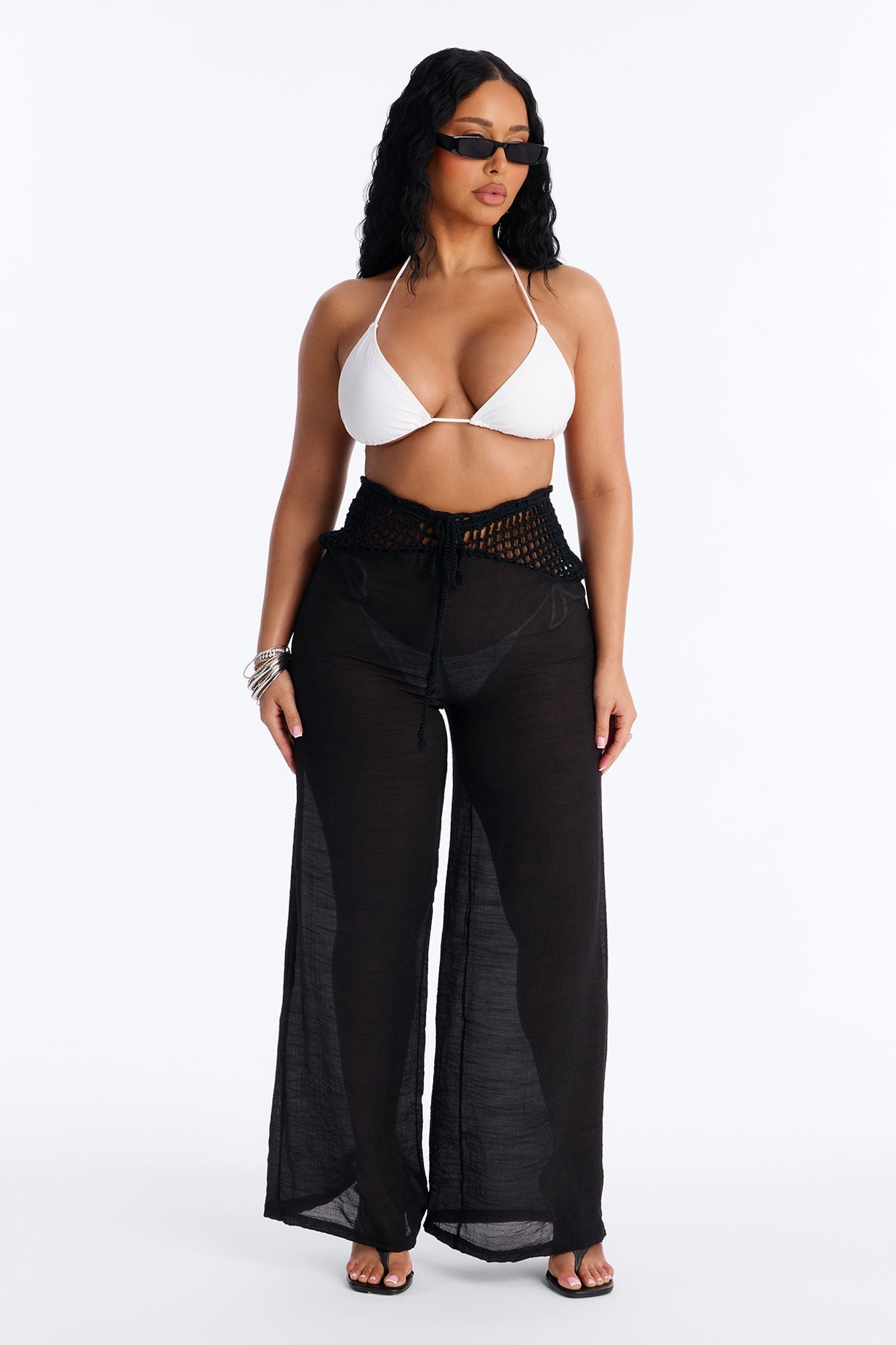 Darling Linen Swim Cover Up Pant - Black NEWFASHIONEDGE