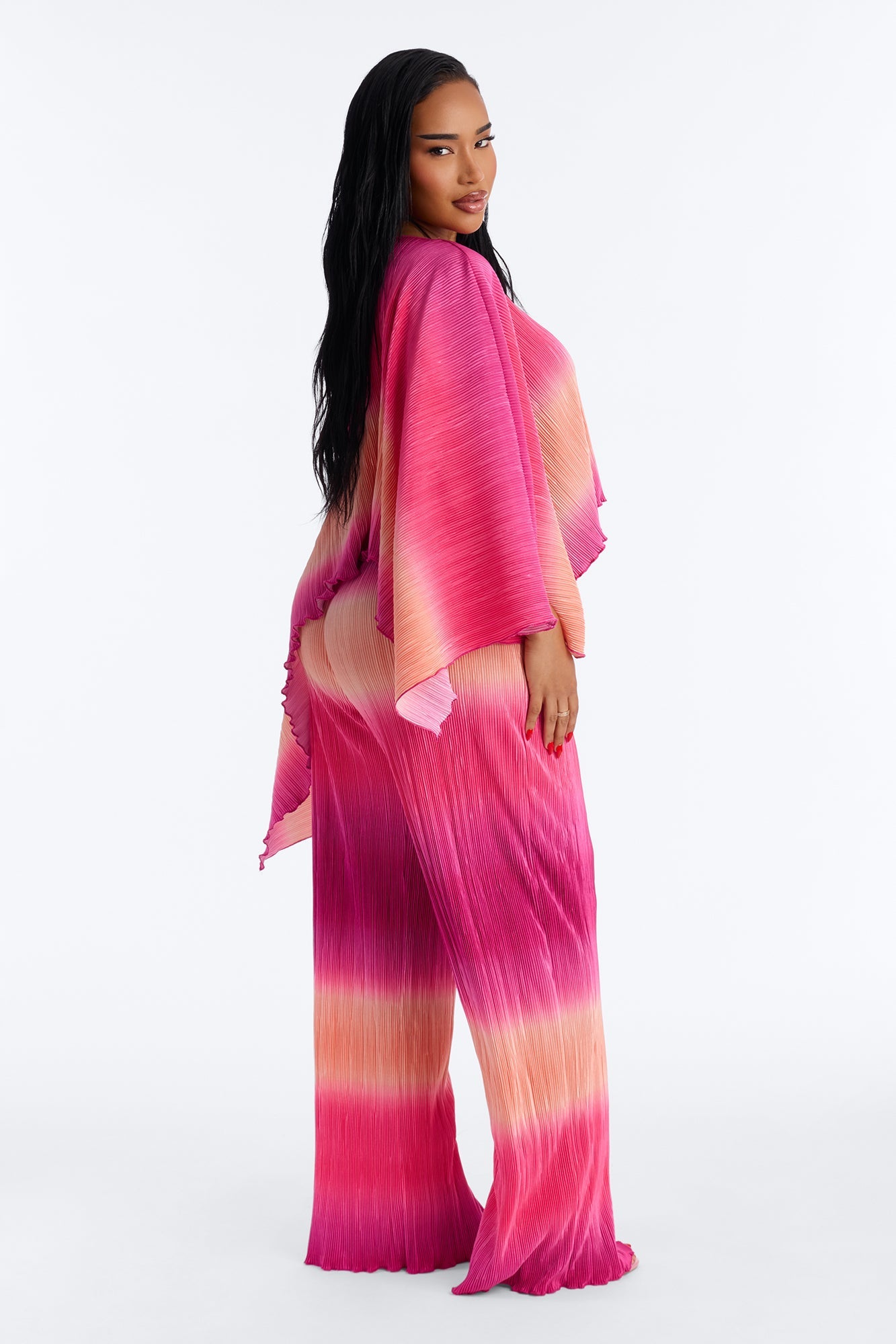 Horizon Glow Off Shoulder Ombre Pant Set - Hot Pink/combo