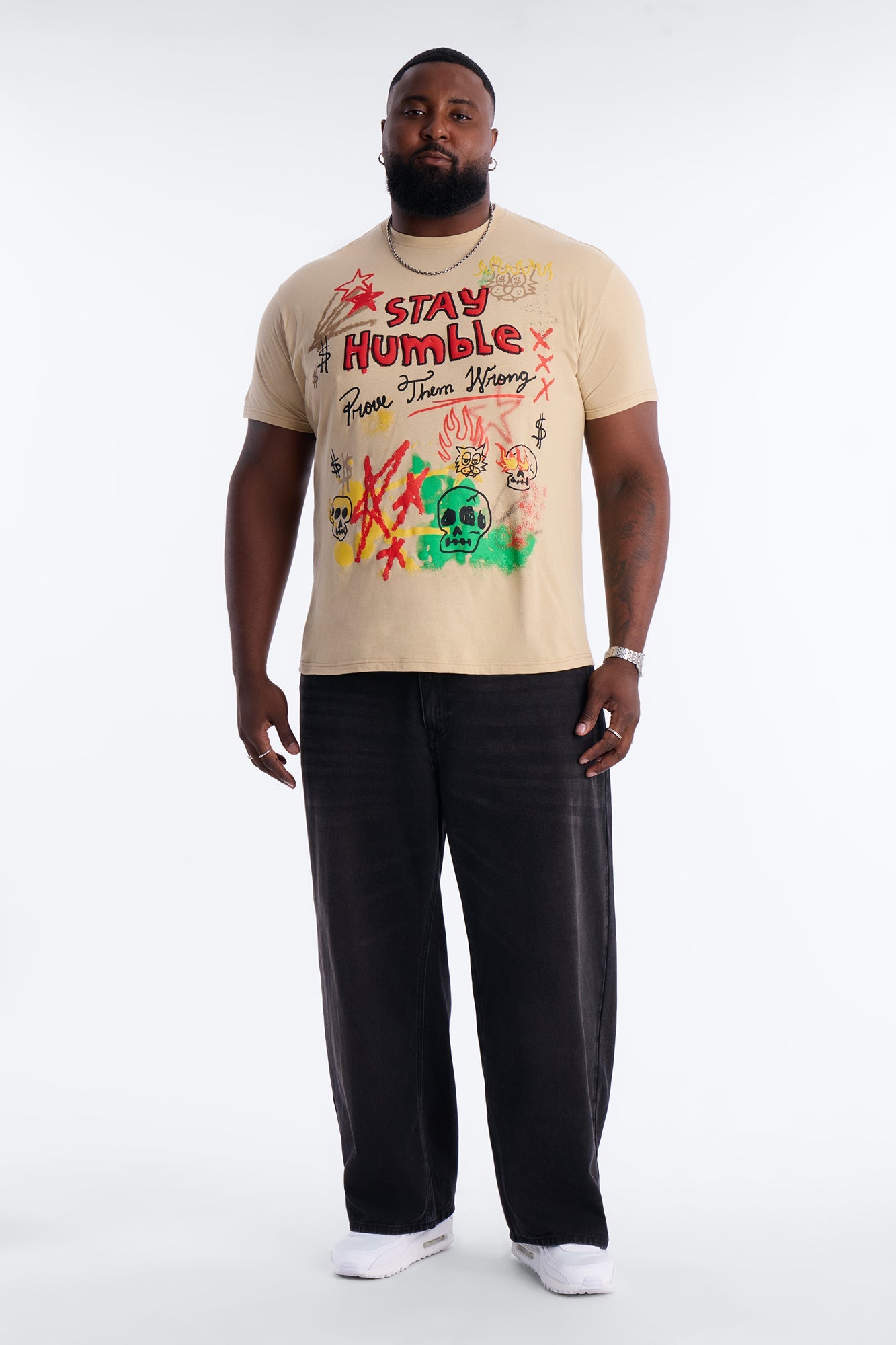 Prove Them Wrong Puff Print Short Sleeve Tee - Taupe