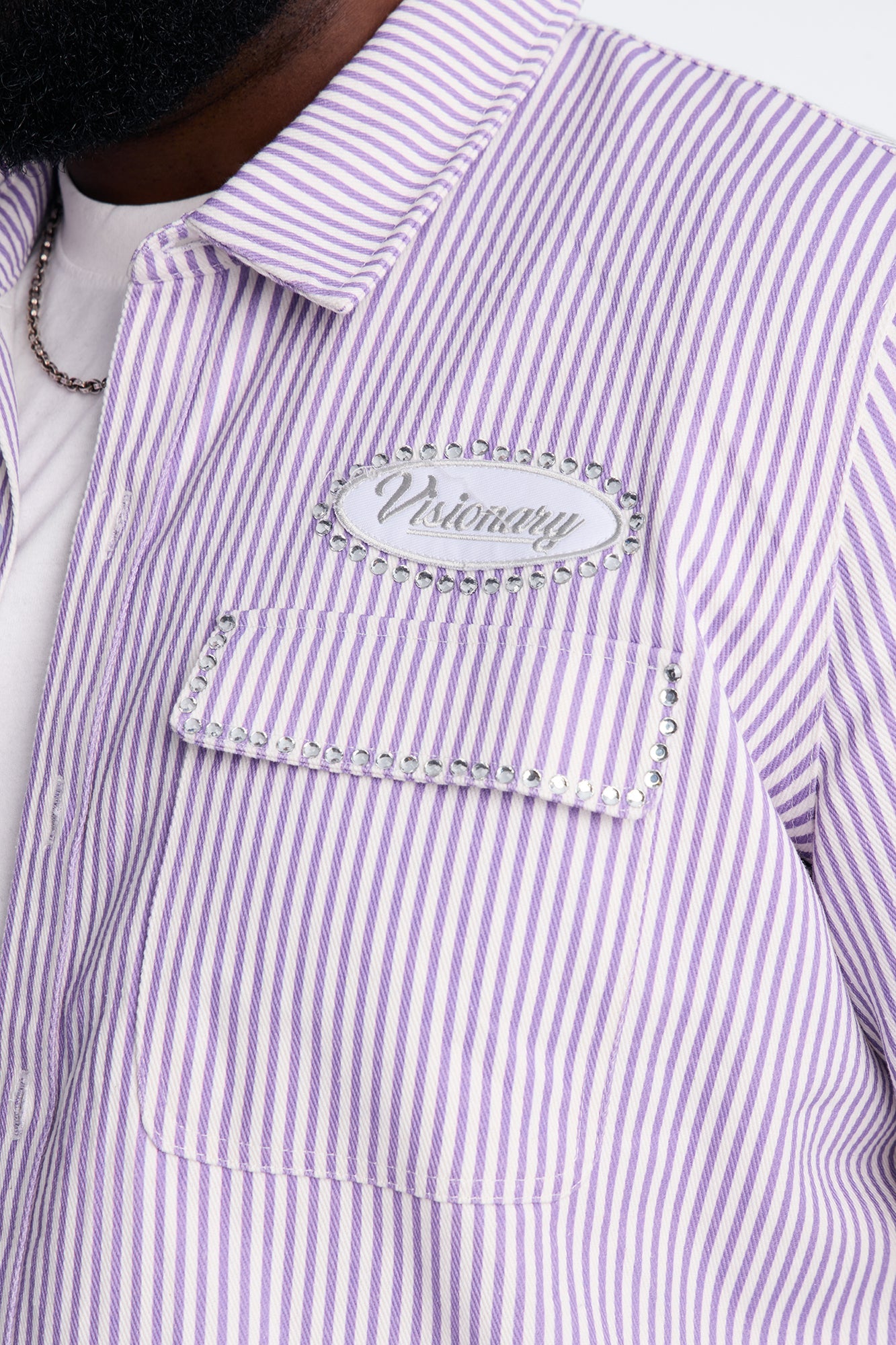 Diamante Trim Mechanic Shirt - Purple