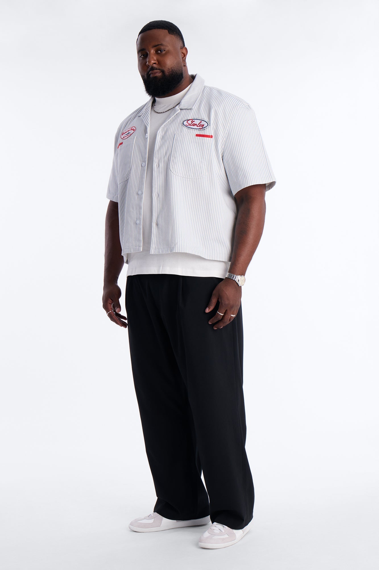 Cropped Tune Up Mechanic Shirt - Blue