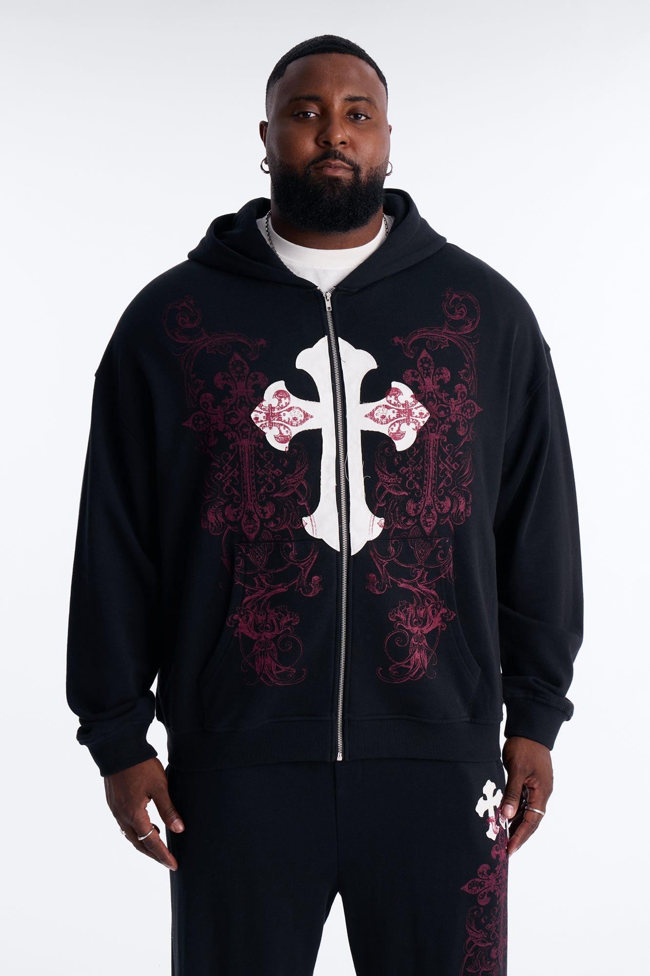 Pick Up Your Cross Patch Zip Hoodie - Black