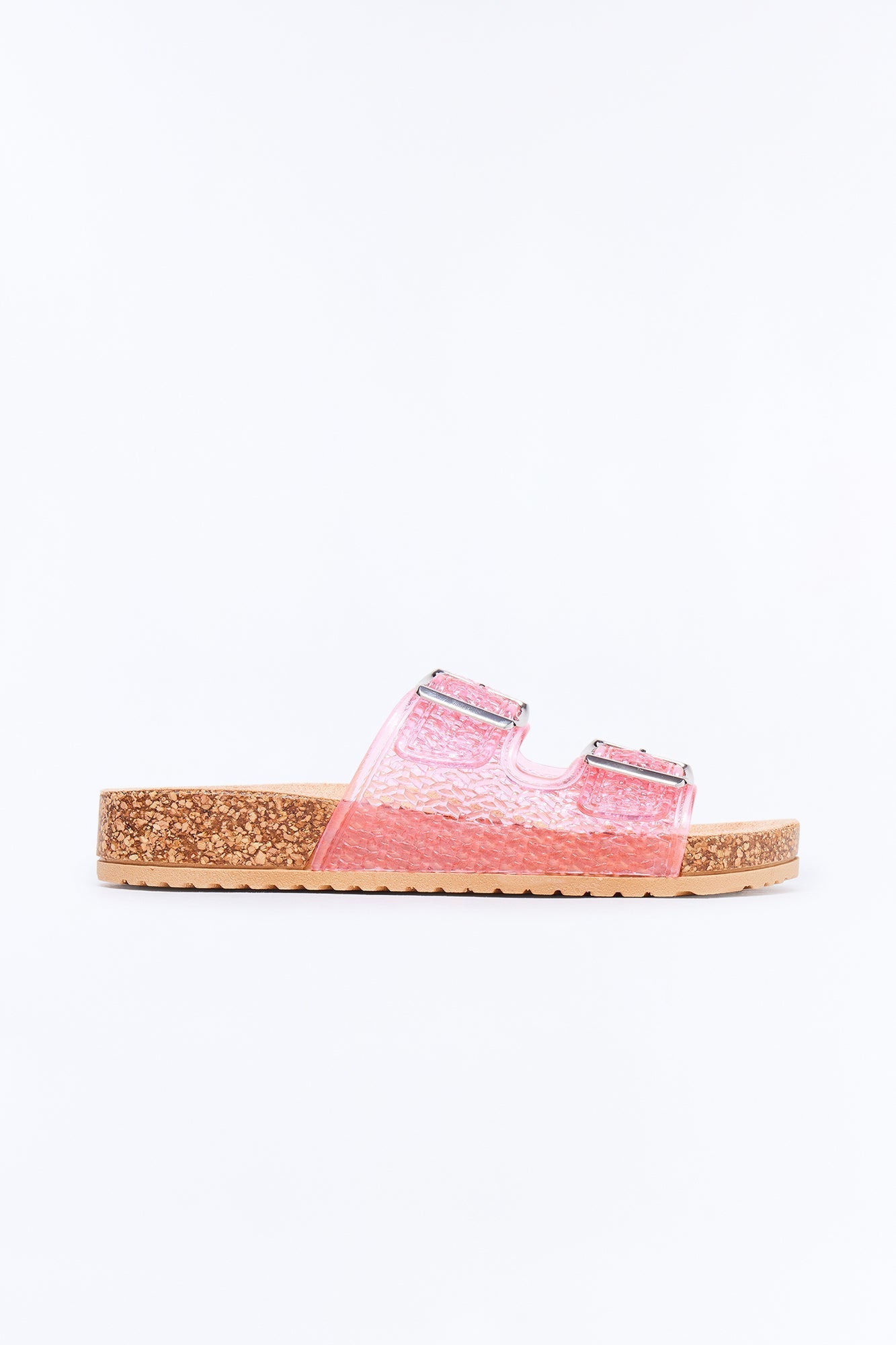 Drina Buckle Jelly Slides - Pink NEWFASHIONEDGE