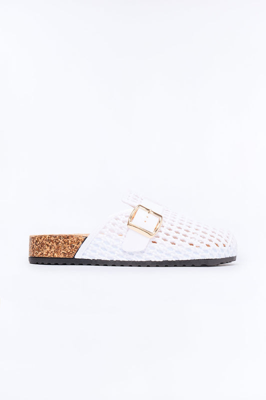 Anny Buckle Jelly Slides - White NEWFASHIONEDGE