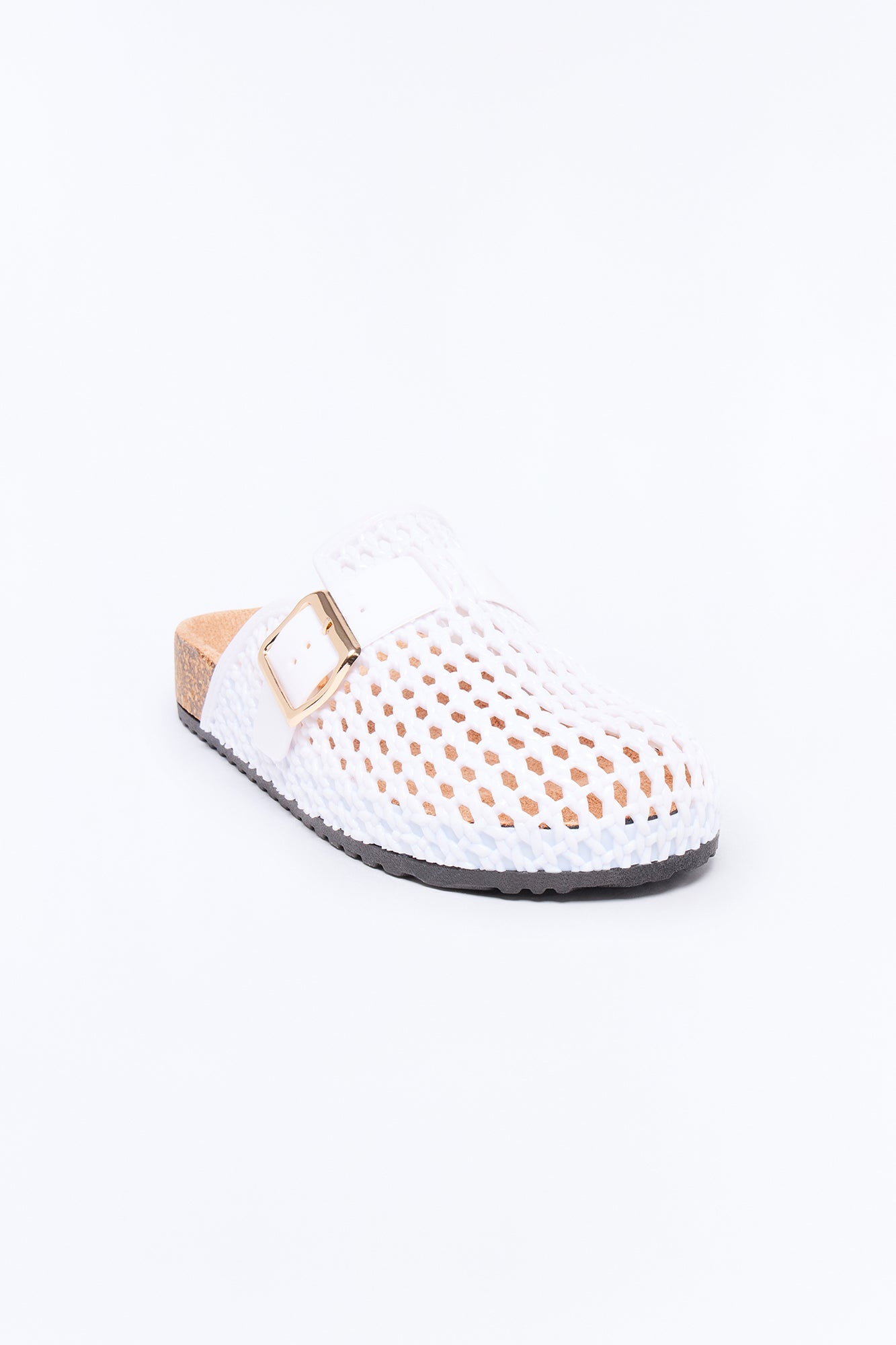 Anny Buckle Jelly Slides - White NEWFASHIONEDGE
