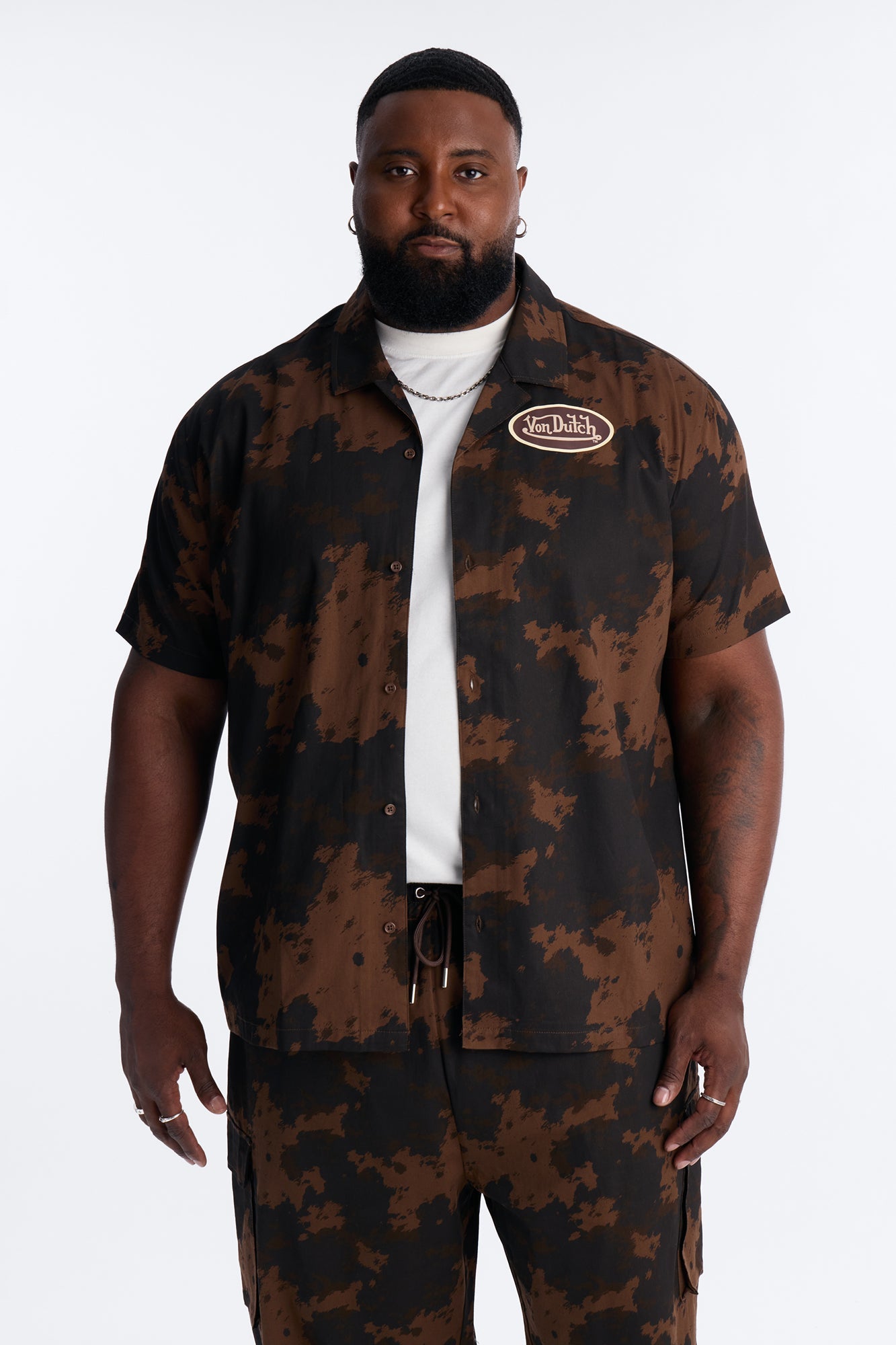 Von Dutch Rodeo Dual Cuban Button Up - Brown