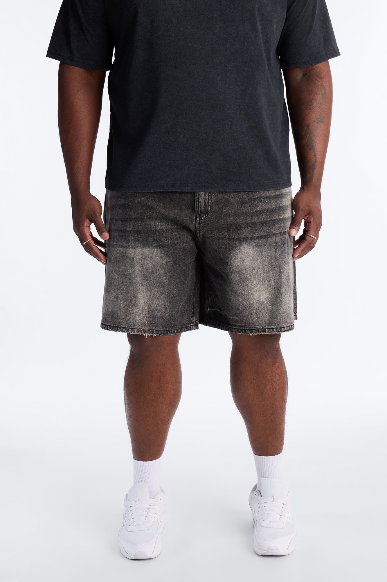 Venice Vintage Relaxed Denim Shorts - Black Wash