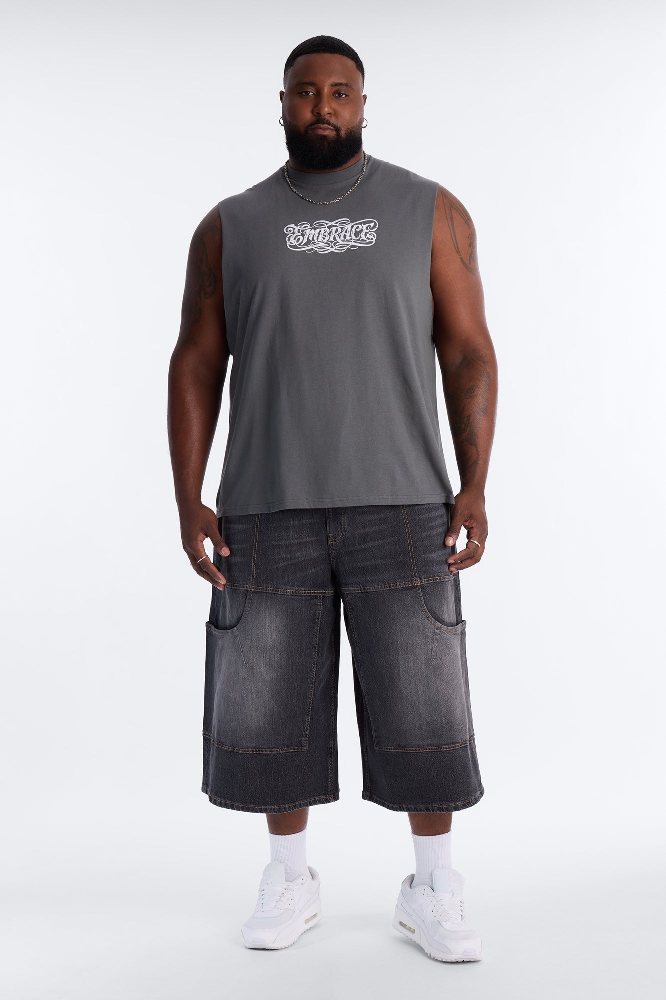 Holy Embrace Muscle Tee - Charcoal