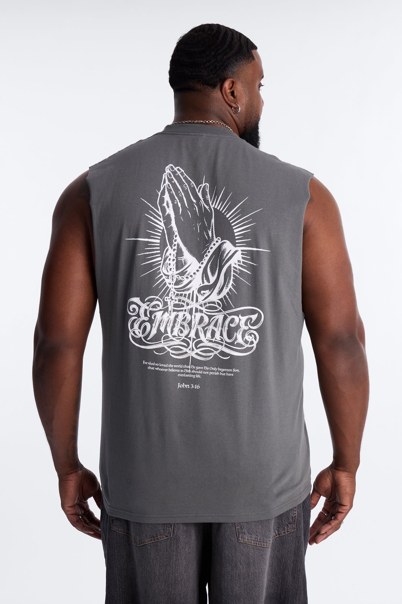 Holy Embrace Muscle Tee - Charcoal