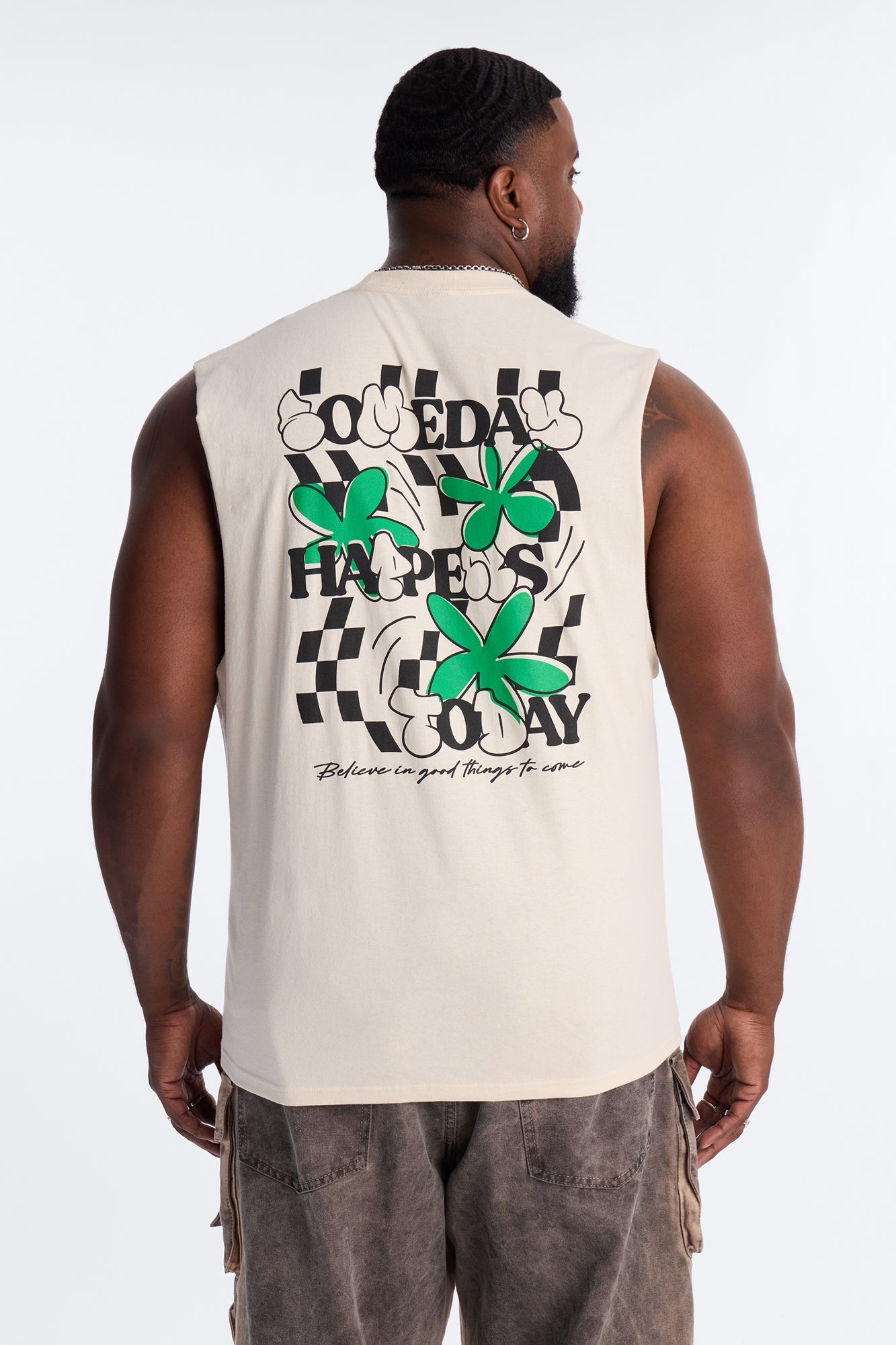 Someday Happens Today Muscle Tee - Cream