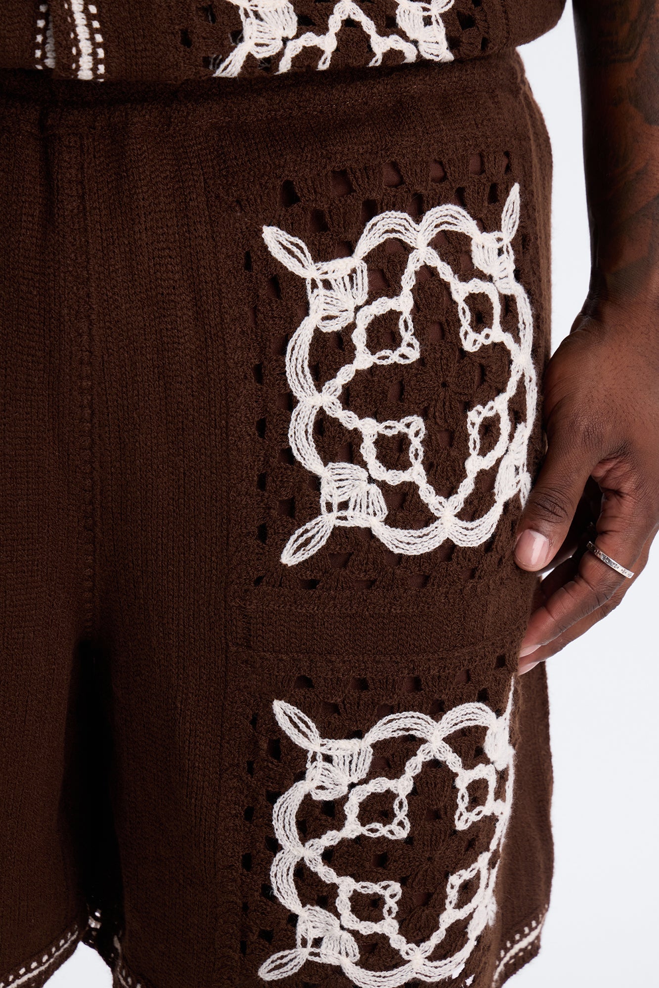 Relaxed Lido Isle Crochet Short - Brown