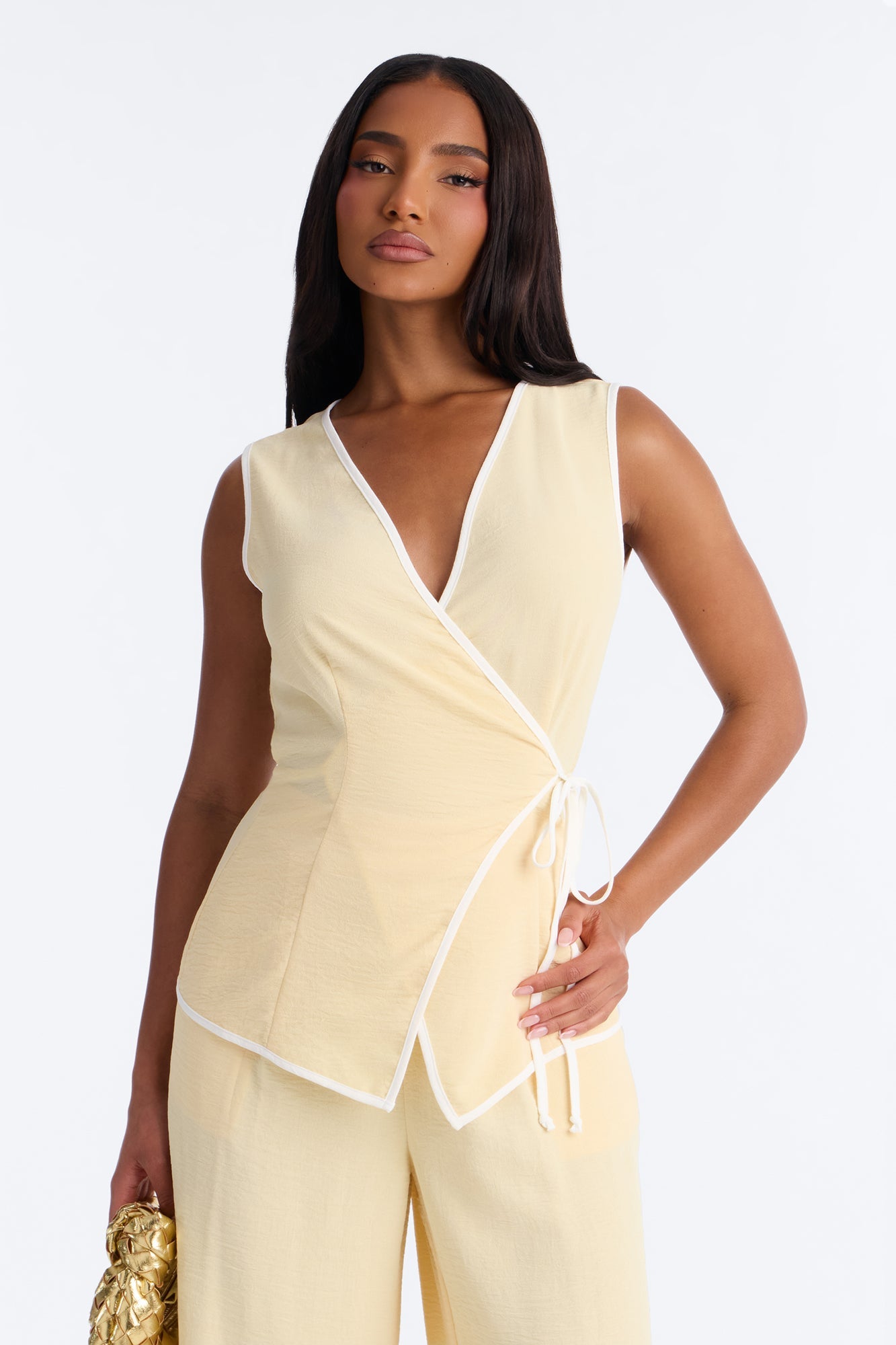 Natalia Sleeveless Pant Set - Yellow NEWFASHIONEDGE