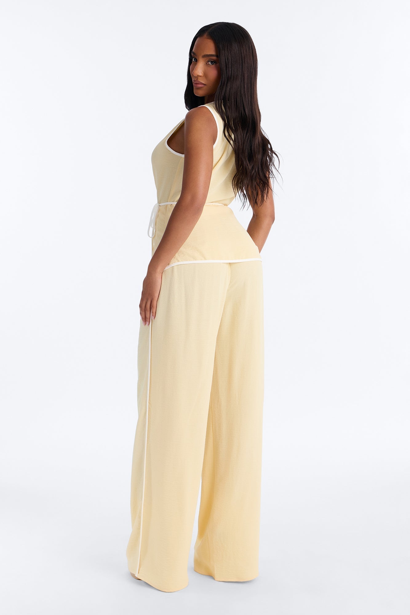 Natalia Sleeveless Pant Set - Yellow NEWFASHIONEDGE