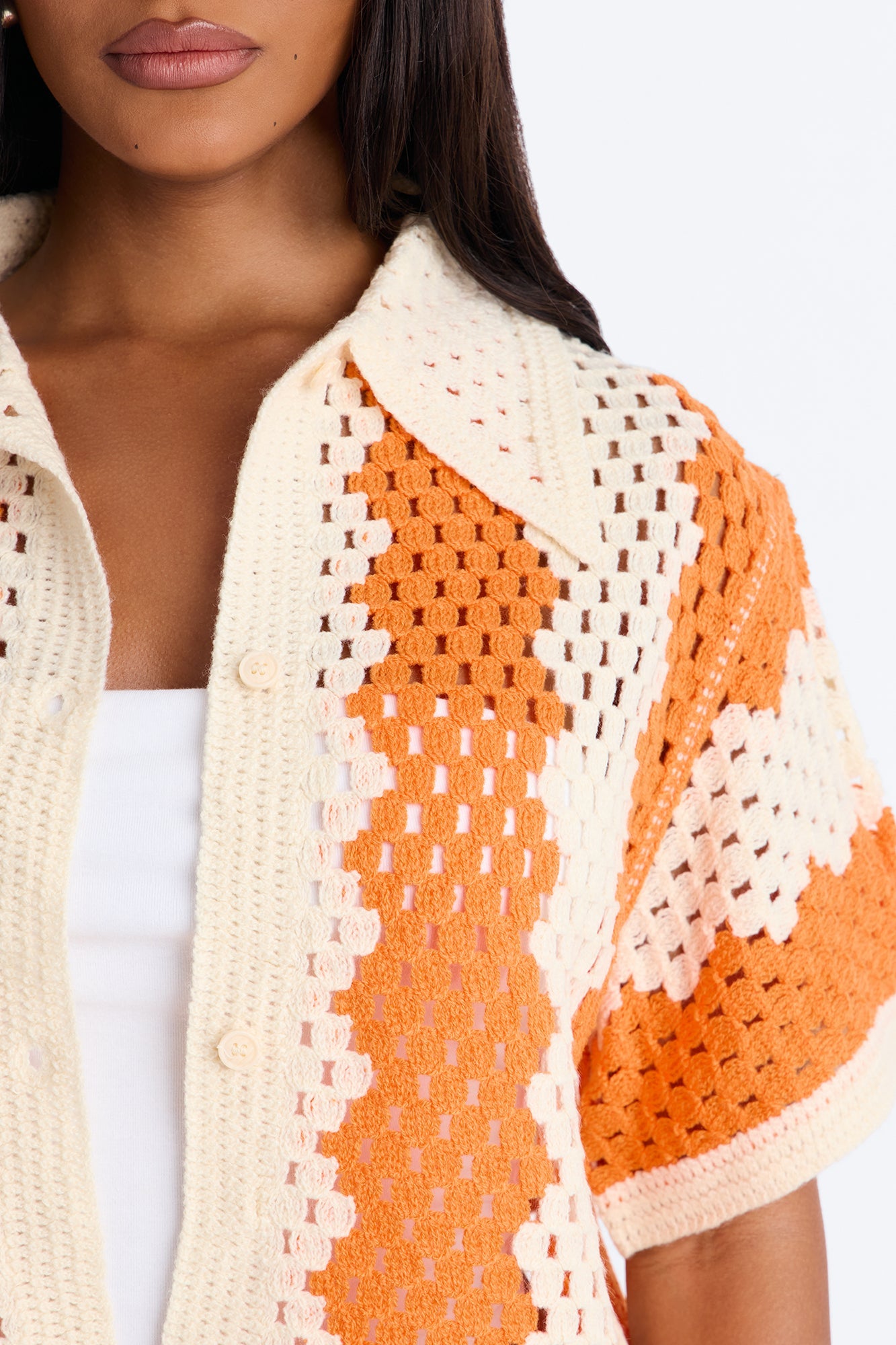 Shoreline Symphony Crochet Pant Set - Orange/combo