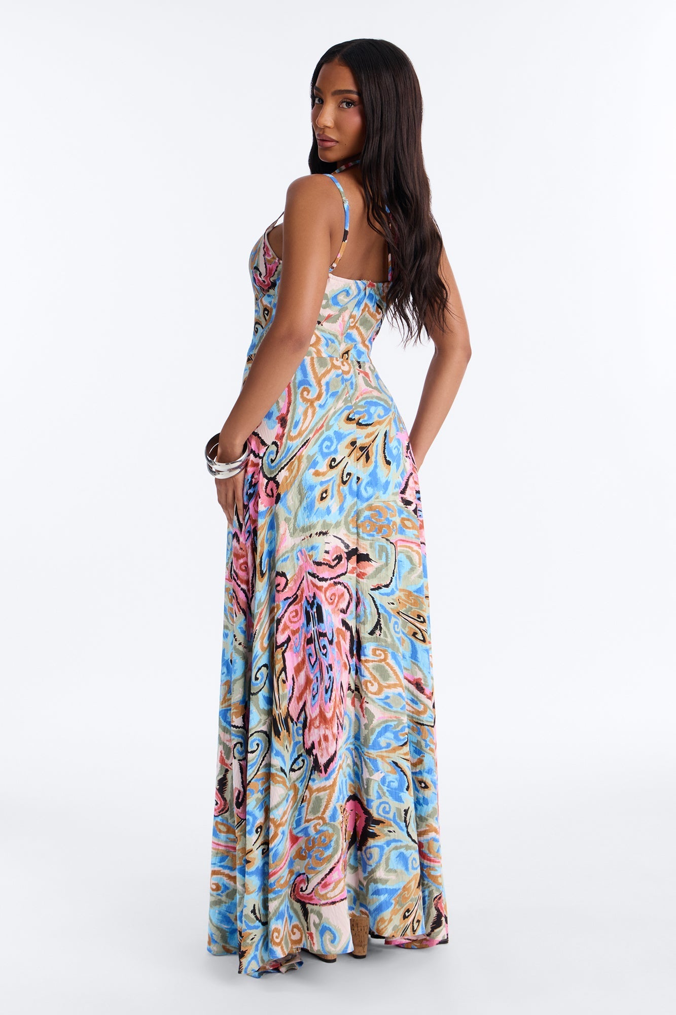 Angel Energy Linen Maxi Dress - Blue/combo NEWFASHIONEDGE