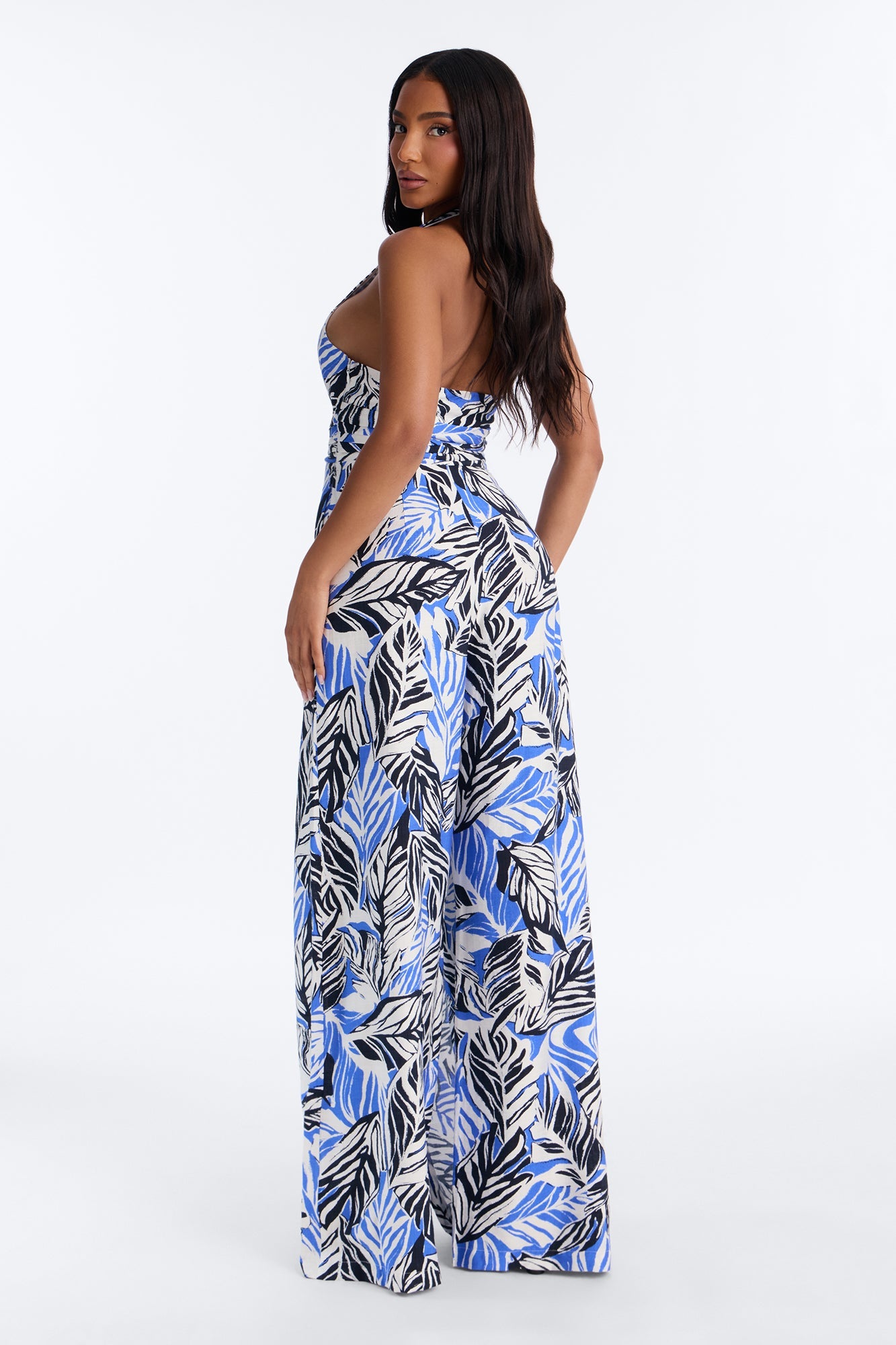 Tropic Haze Halter Jumpsuit - Blue/combo
