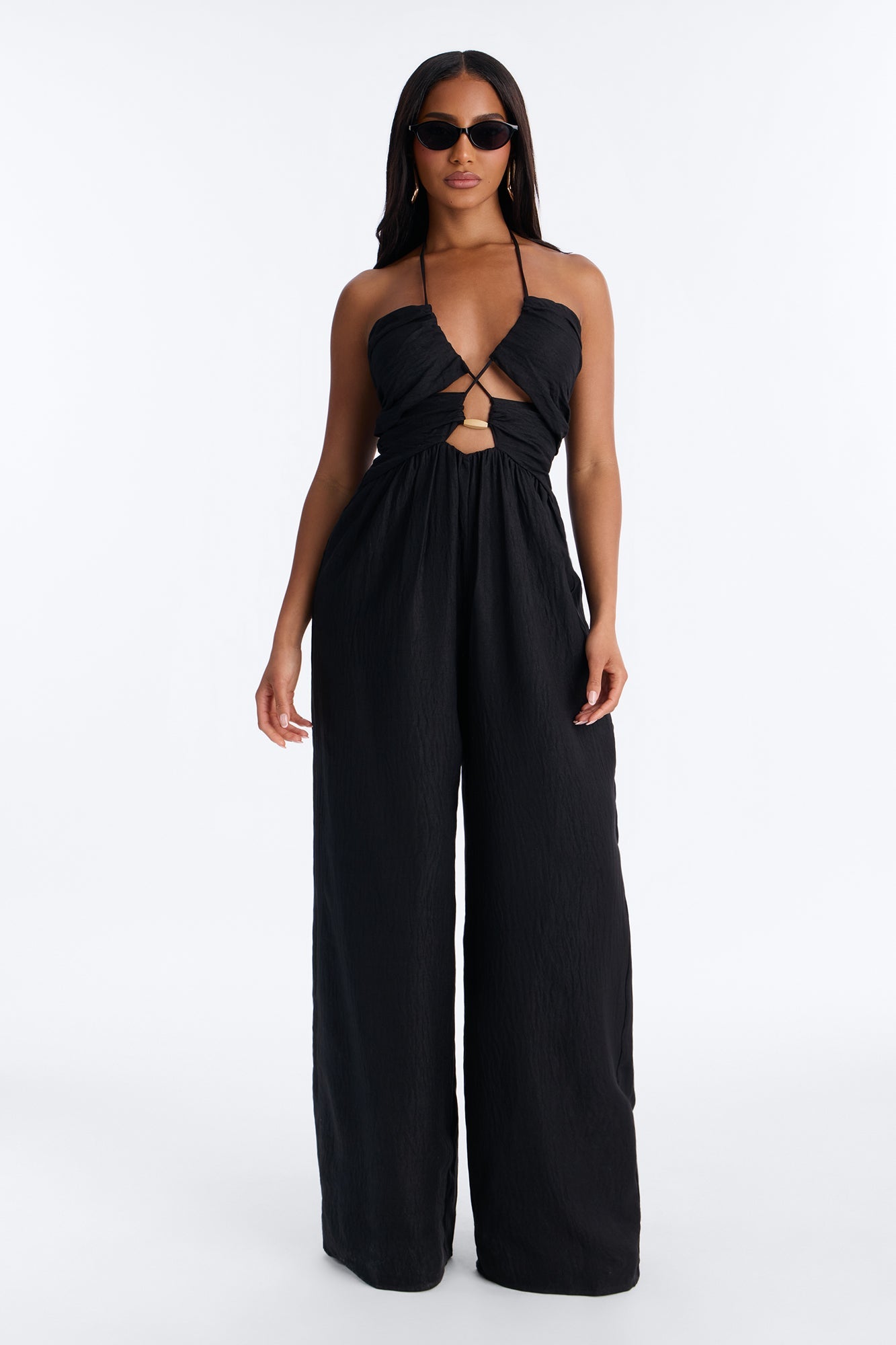 Grayson Strappy Wide Leg Jumpsuit - Black NEWFASHIONEDGE
