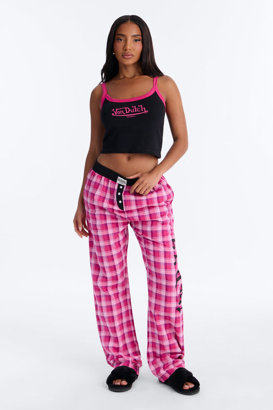 Von Dutch Cami PJ Boxer Pant Set - Black/Pink Fashion Nova