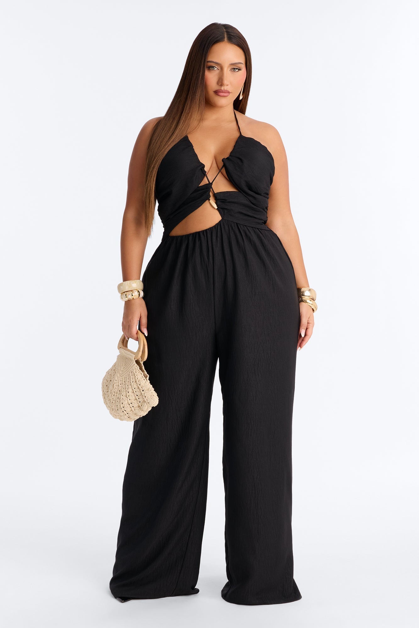 Grayson Strappy Wide Leg Jumpsuit - Black NEWFASHIONEDGE