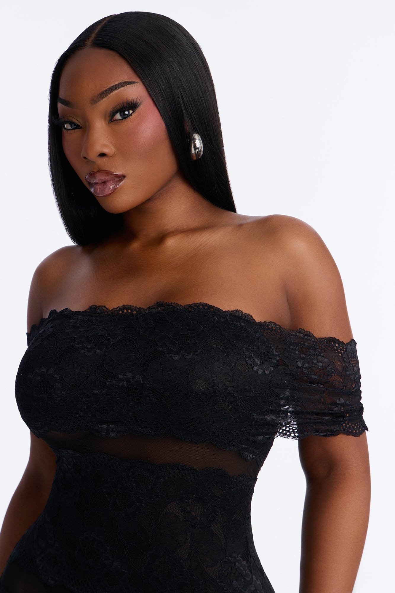 Body Language Sheer Lace Maxi Dress - Black