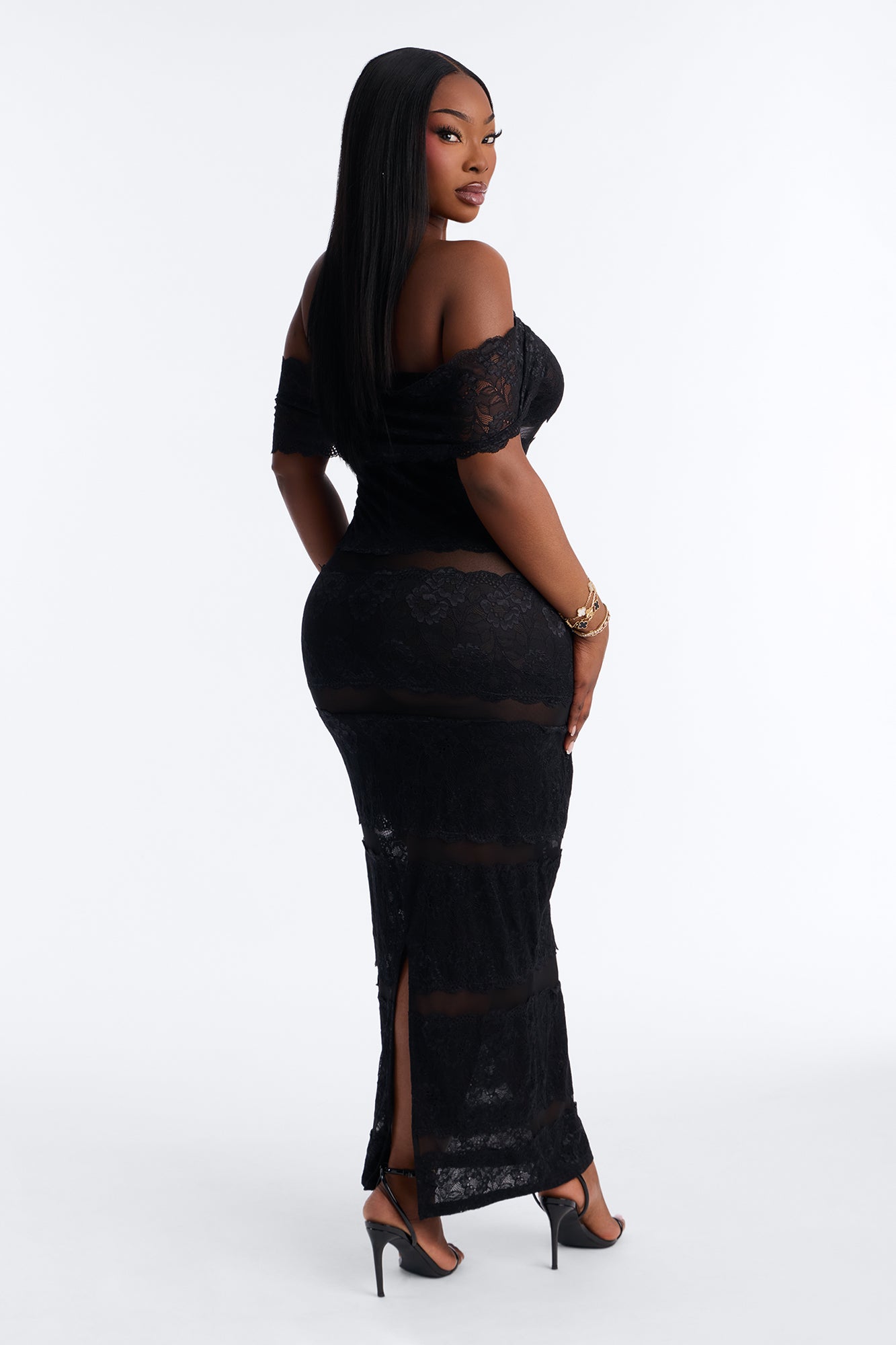 Body Language Sheer Lace Maxi Dress - Black