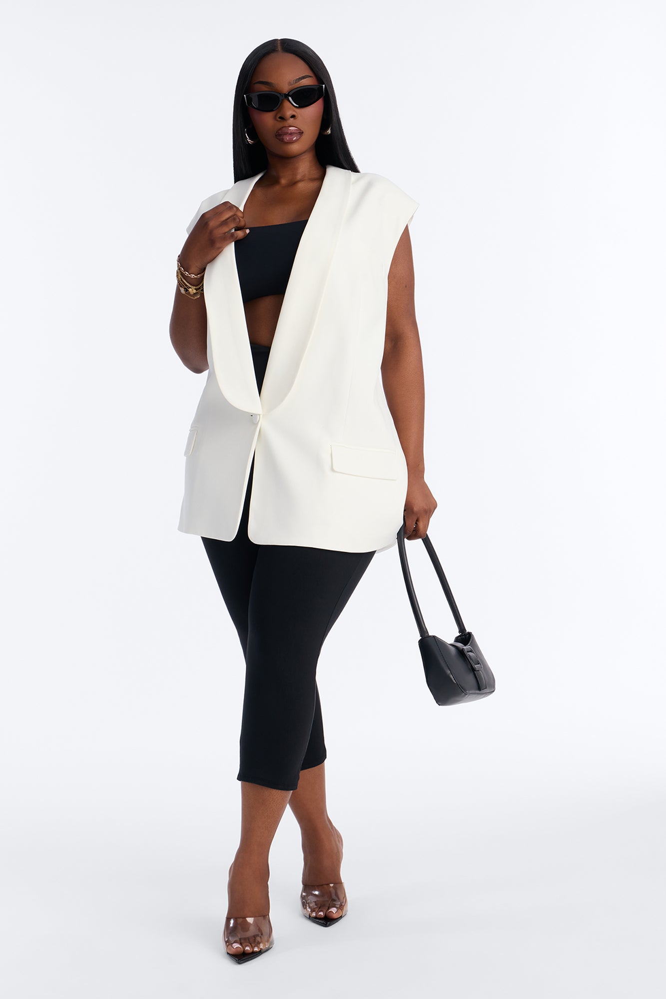 Instant Elevation Single Breasted Oversized Tailored Vest - Ivory