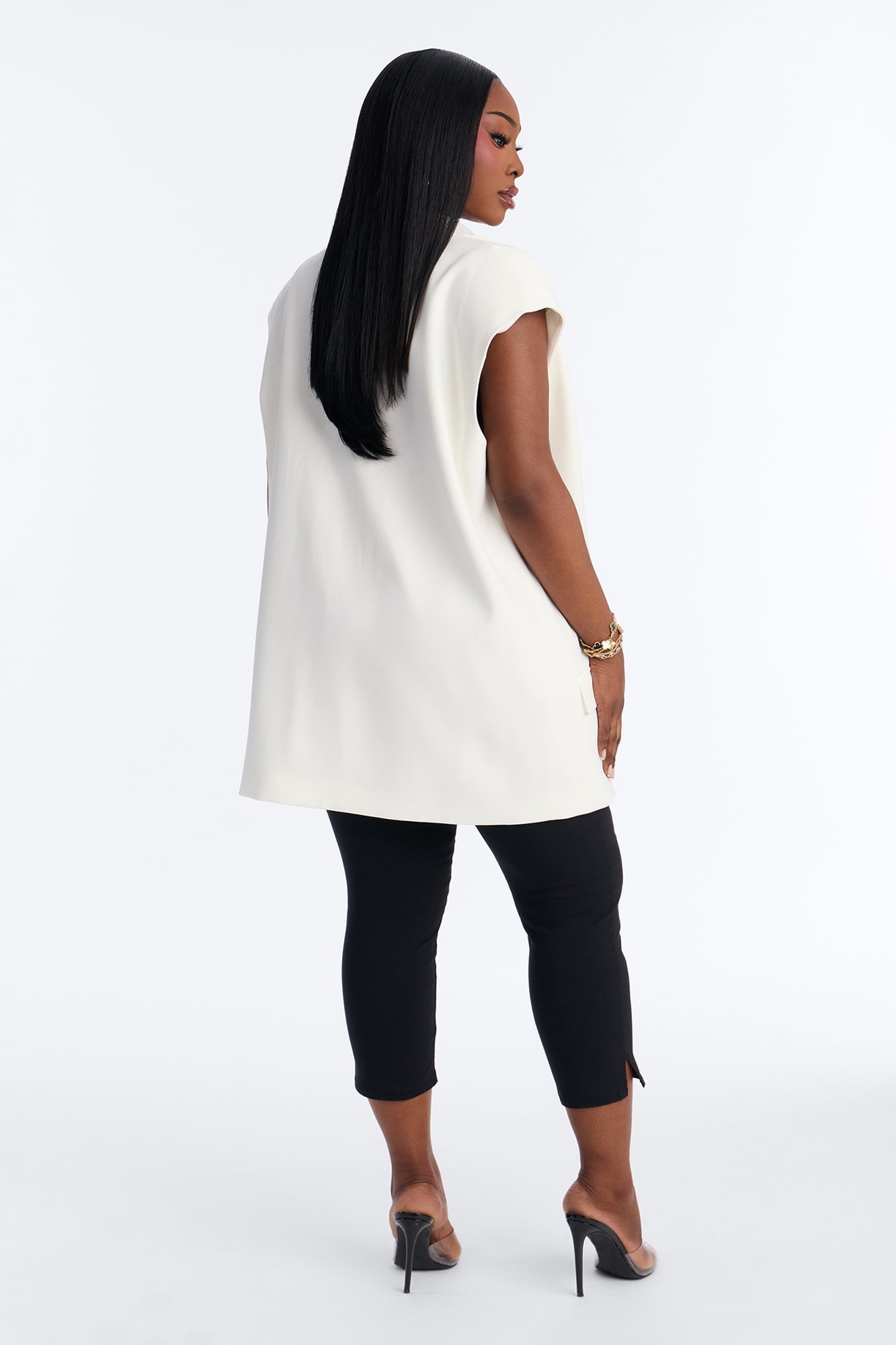 Instant Elevation Single Breasted Oversized Tailored Vest - Ivory