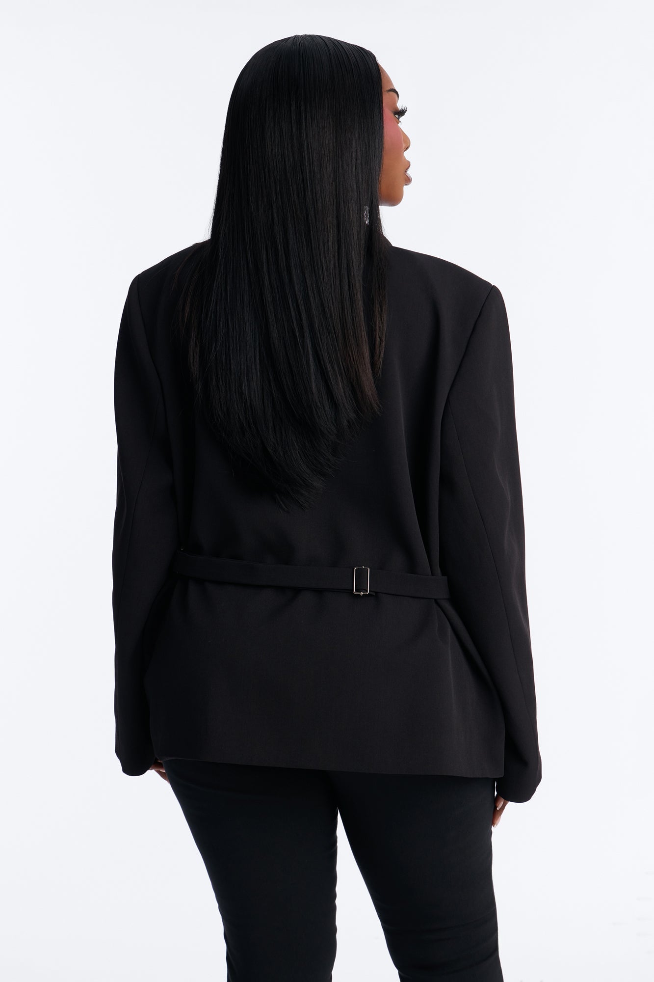 Always Elevated Adjustable Belted Blazer - Black NEWFASHIONEDGE