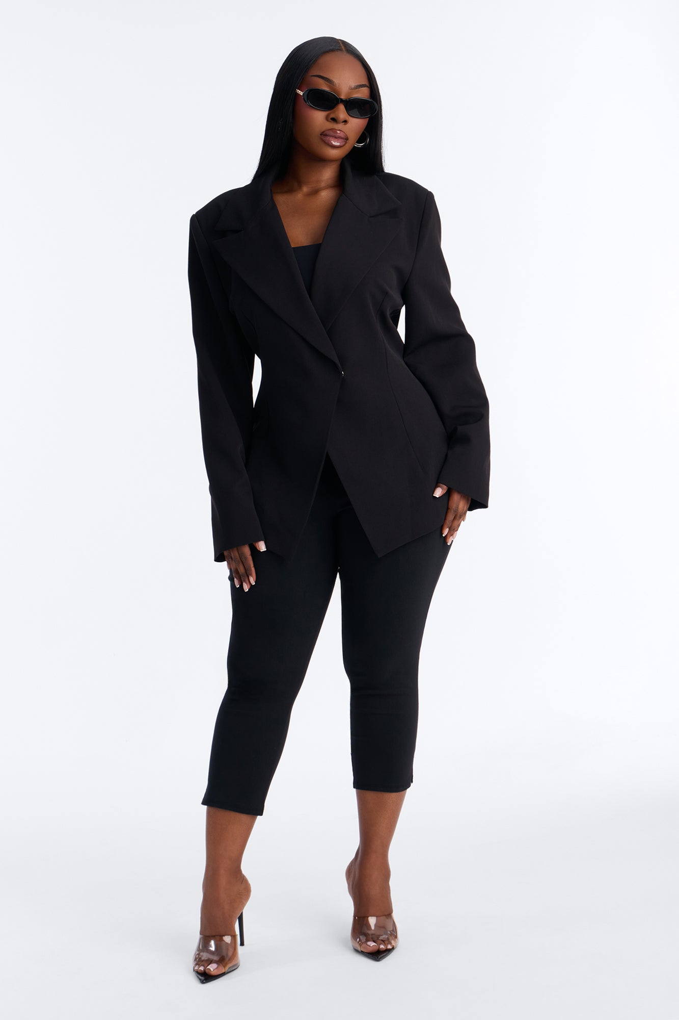 Always Elevated Adjustable Belted Blazer - Black NEWFASHIONEDGE