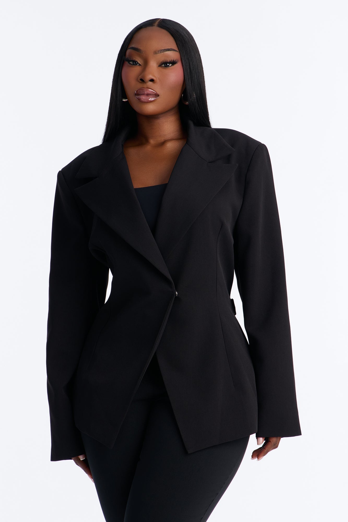 Always Elevated Adjustable Belted Blazer - Black NEWFASHIONEDGE