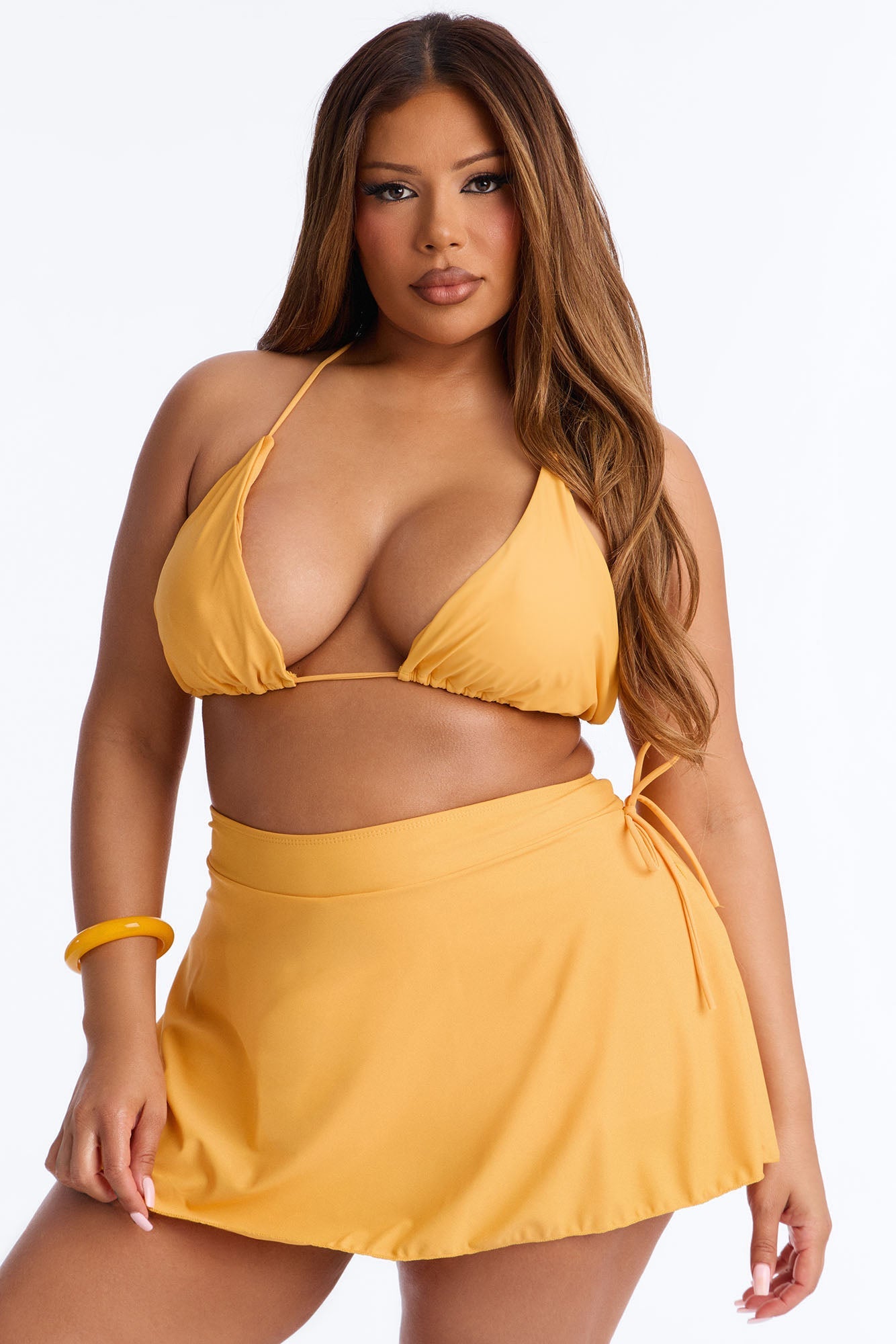 Heat Winds Skort 2 Piece Bikini - Yellow Fashion Nova