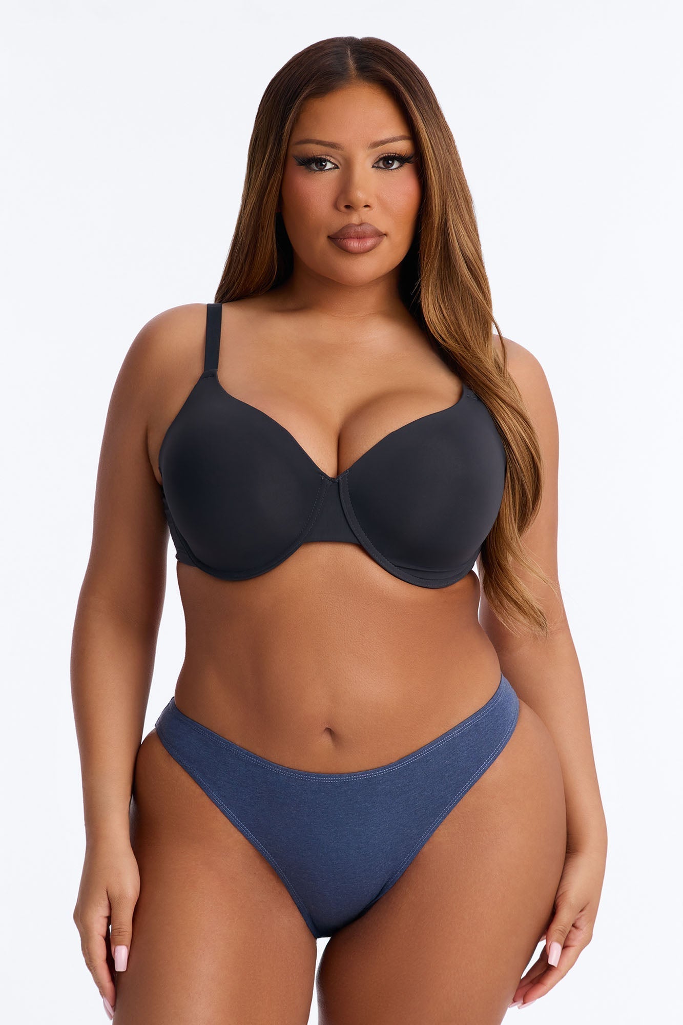 Nova Cotton High Leg Bikini Panty - Heathered Blue NEWFASHIONEDGE