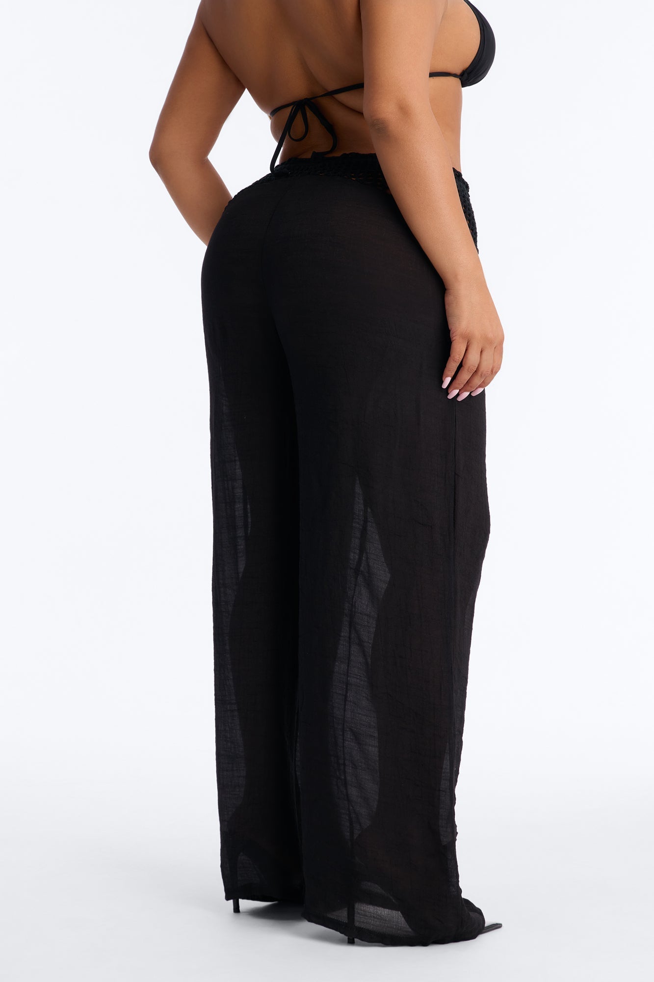 Darling Linen Swim Cover Up Pant - Black NEWFASHIONEDGE