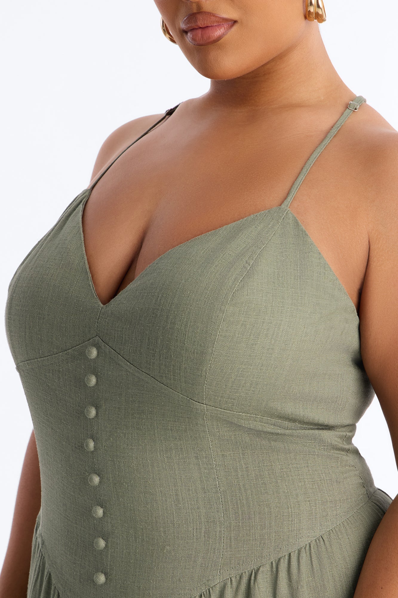 Belle Denim Tiered Wide Leg Jumpsuit - Olive Fashion Nova