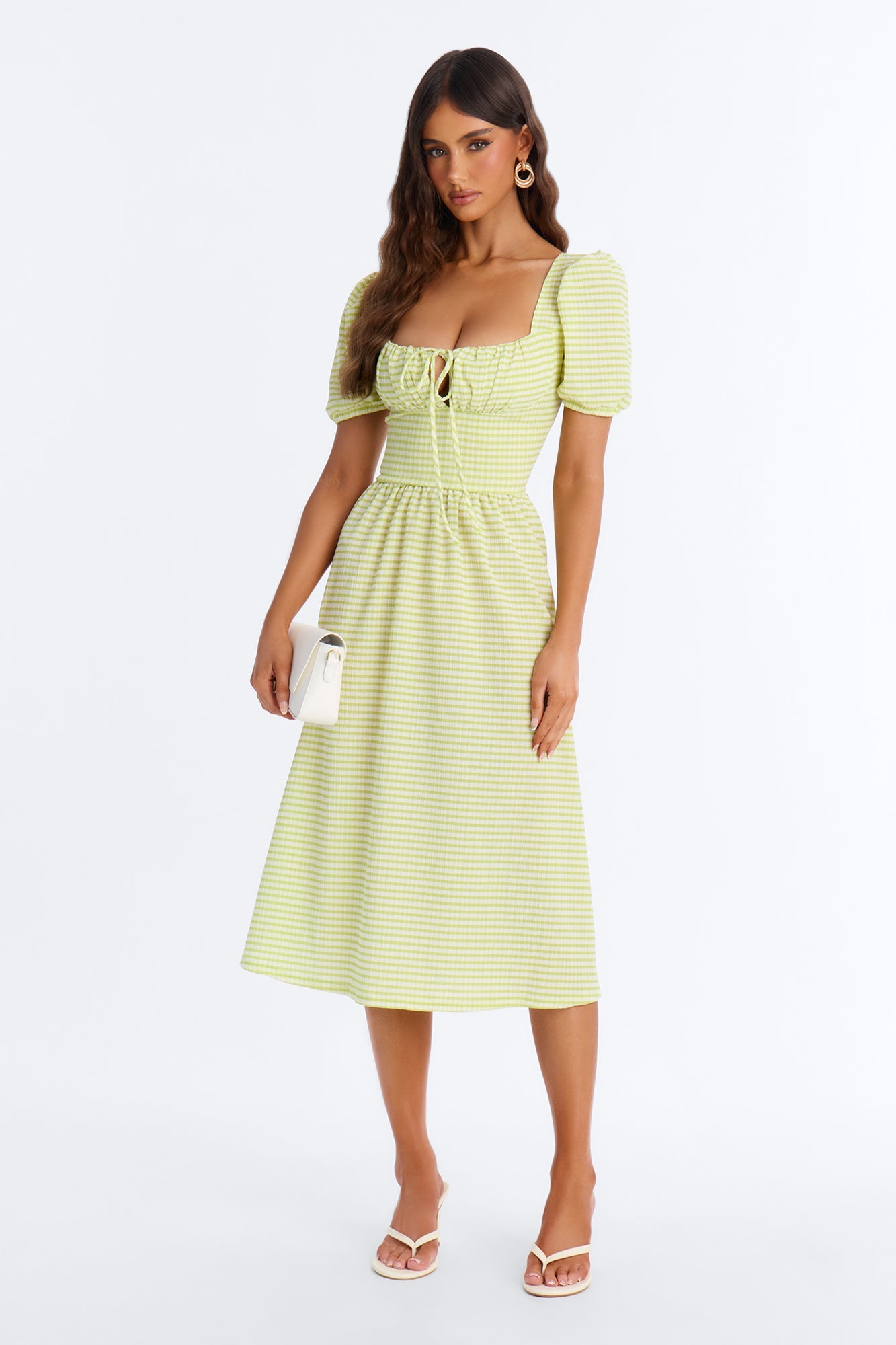 Cecelia Striped Midi Dress - Green/combo Fashion Nova