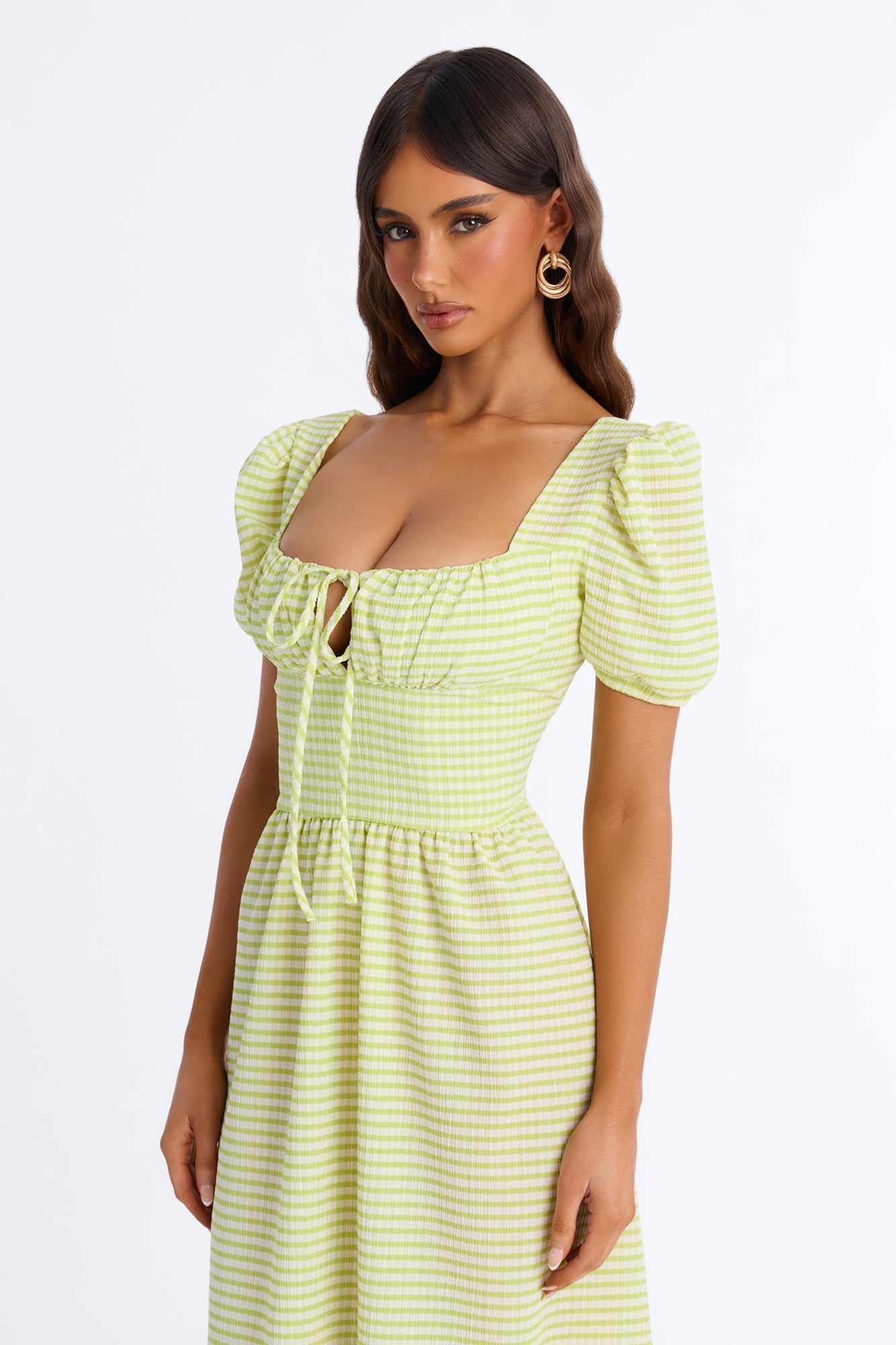 Cecelia Striped Midi Dress - Green/combo Fashion Nova